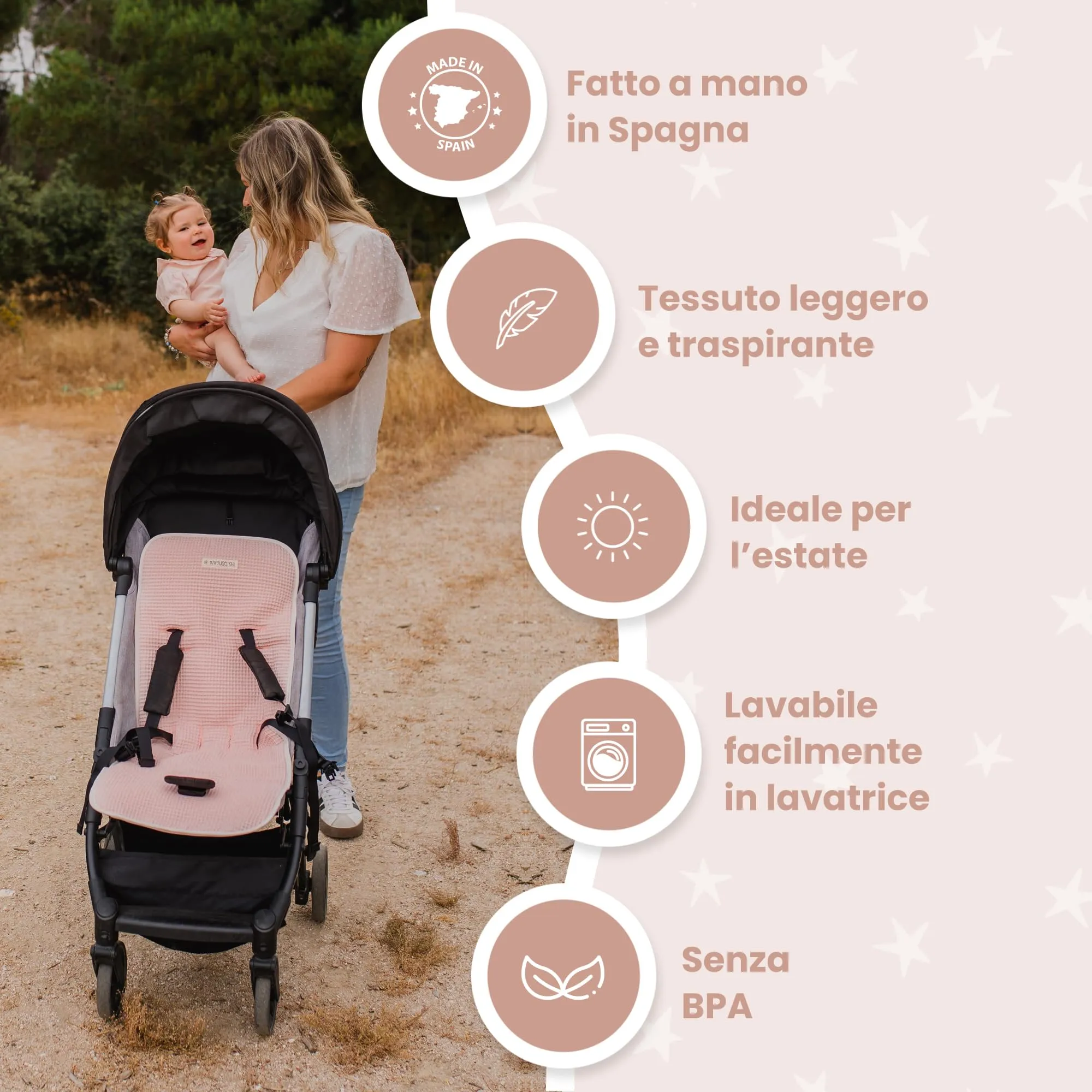 MIMUSELINA Materassino Passeggino Universale in 100% Cotone OEKO-TEX, 34×84 cm - immagine 5