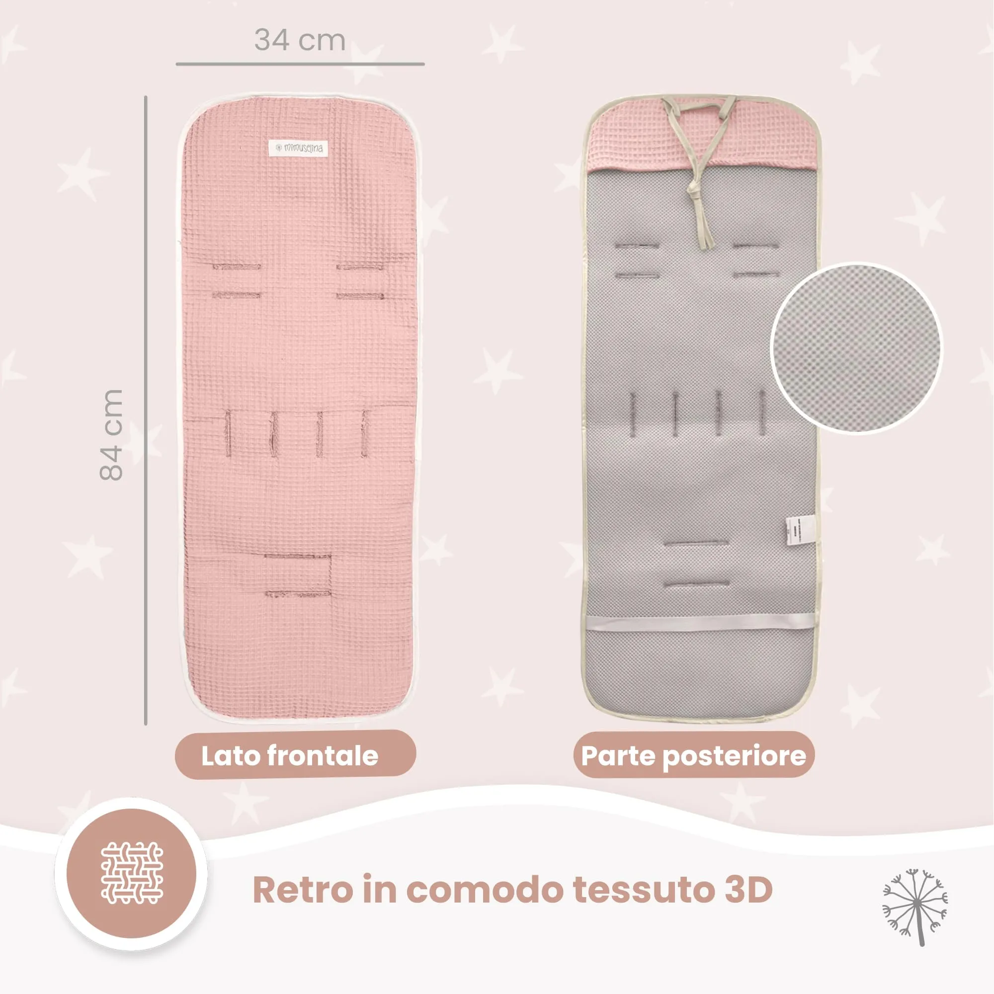 MIMUSELINA Materassino Passeggino Universale in 100% Cotone OEKO-TEX, 34×84 cm - immagine 7