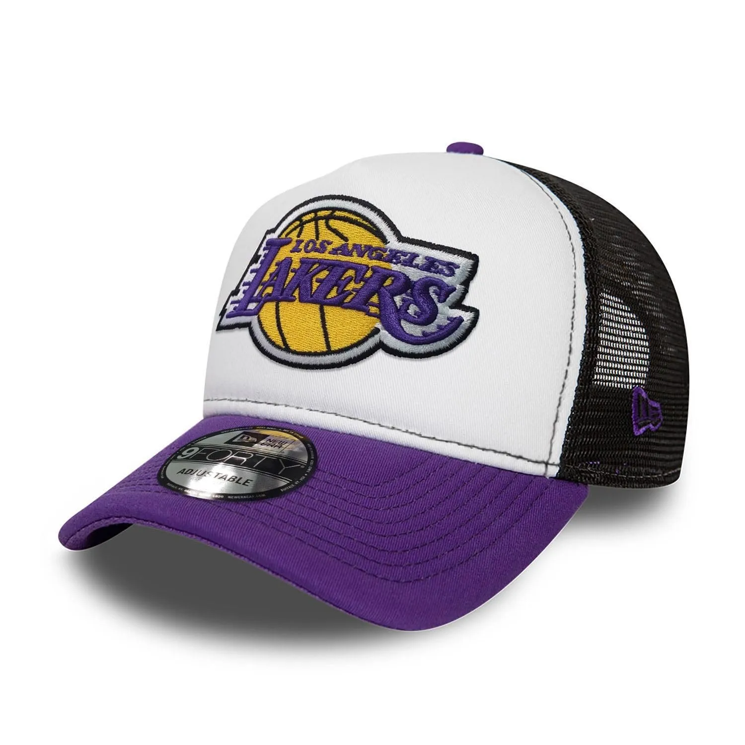 New Era Los Angeles Lakers A-Frame Berretto Visiera Curva Regolabile Viola Bianco - immagine 1