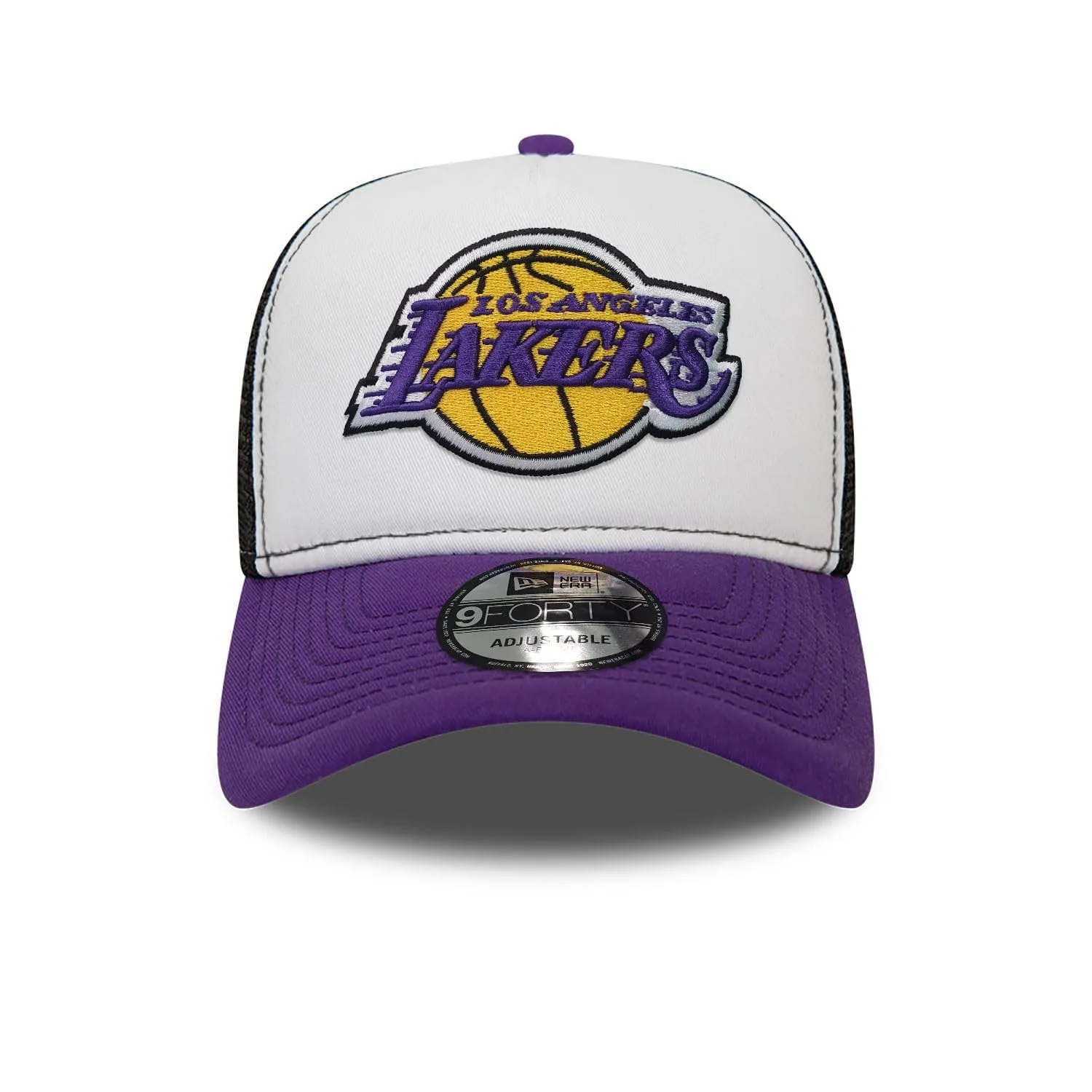 New Era Los Angeles Lakers A-Frame Berretto Visiera Curva Regolabile Viola Bianco - immagine 2