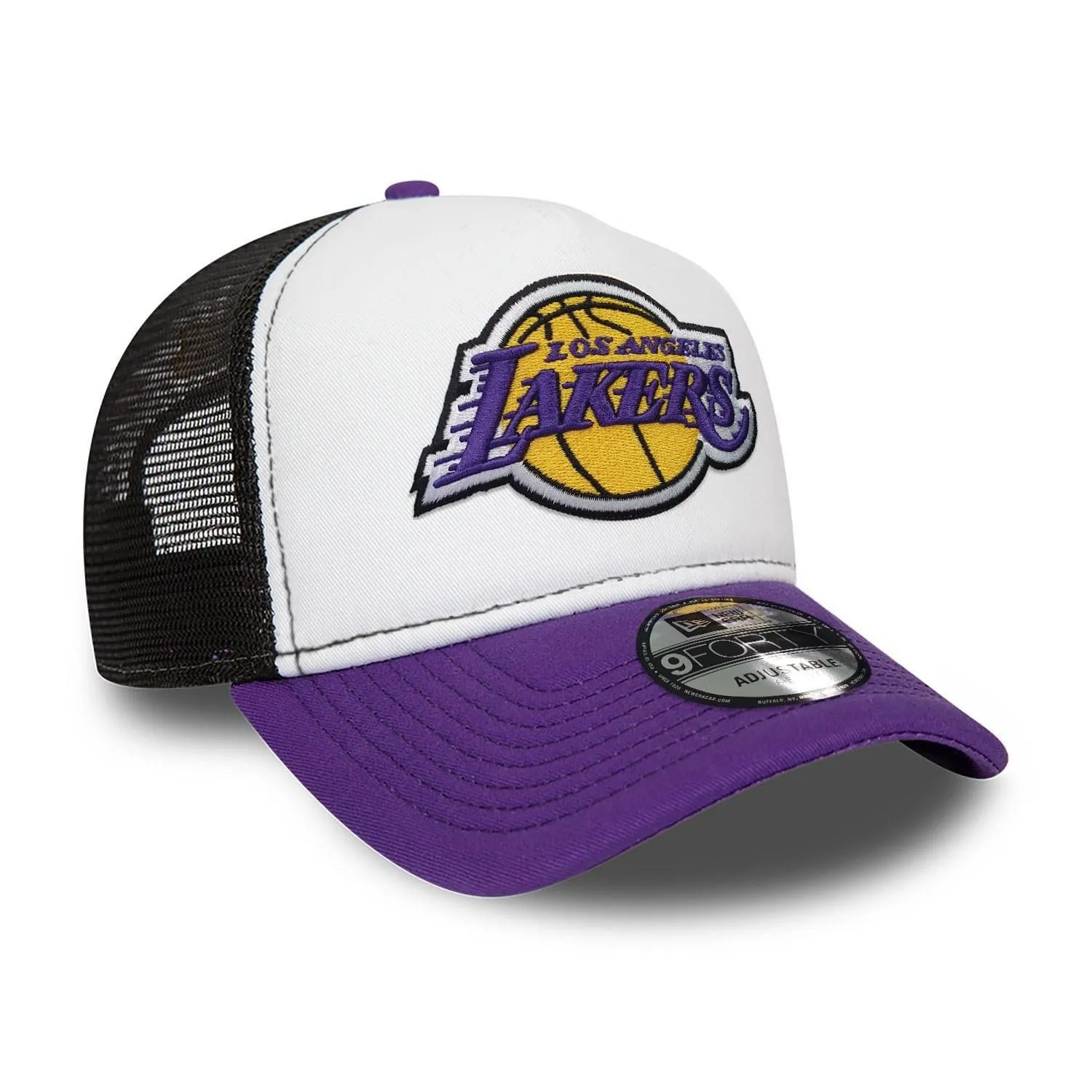New Era Los Angeles Lakers A-Frame Berretto Visiera Curva Regolabile Viola Bianco - immagine 3