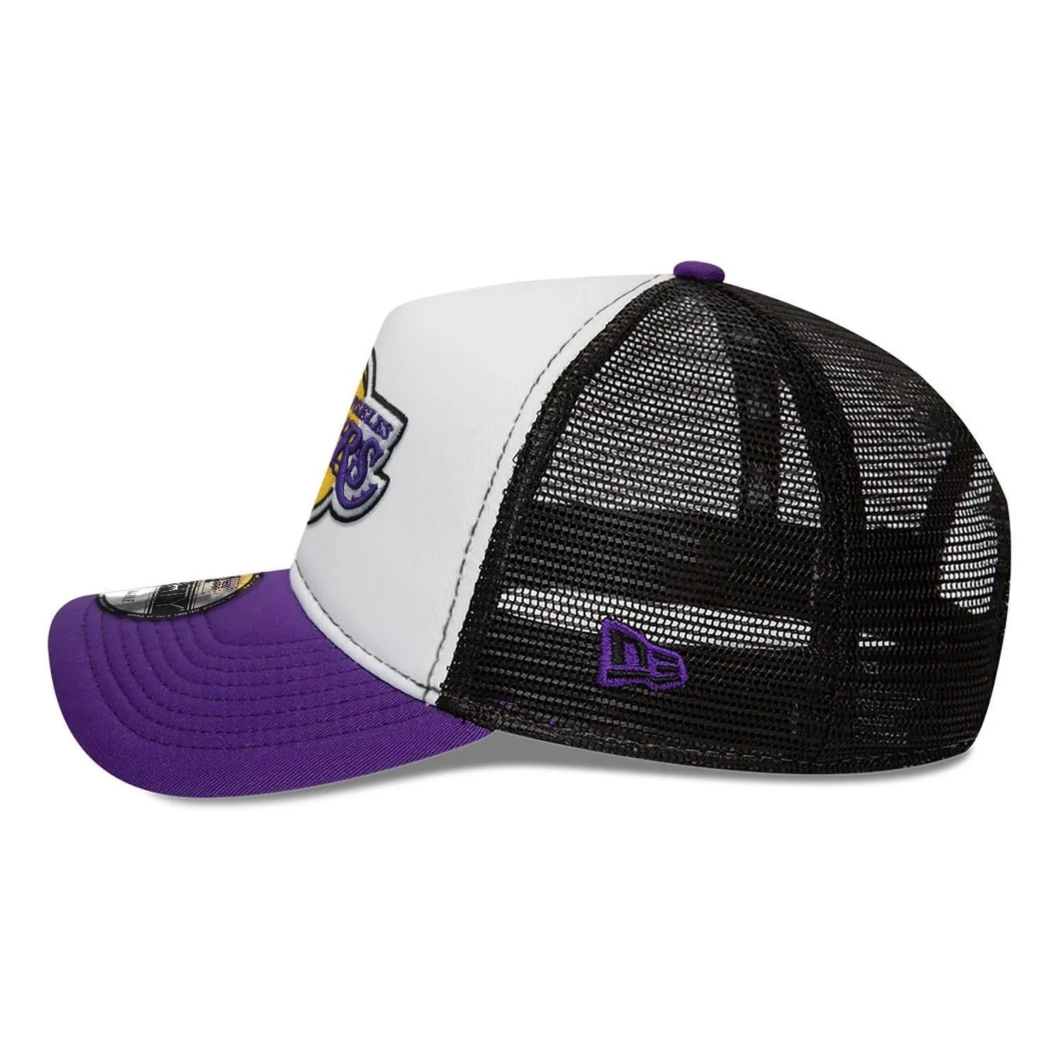 New Era Los Angeles Lakers A-Frame Berretto Visiera Curva Regolabile Viola Bianco - immagine 4