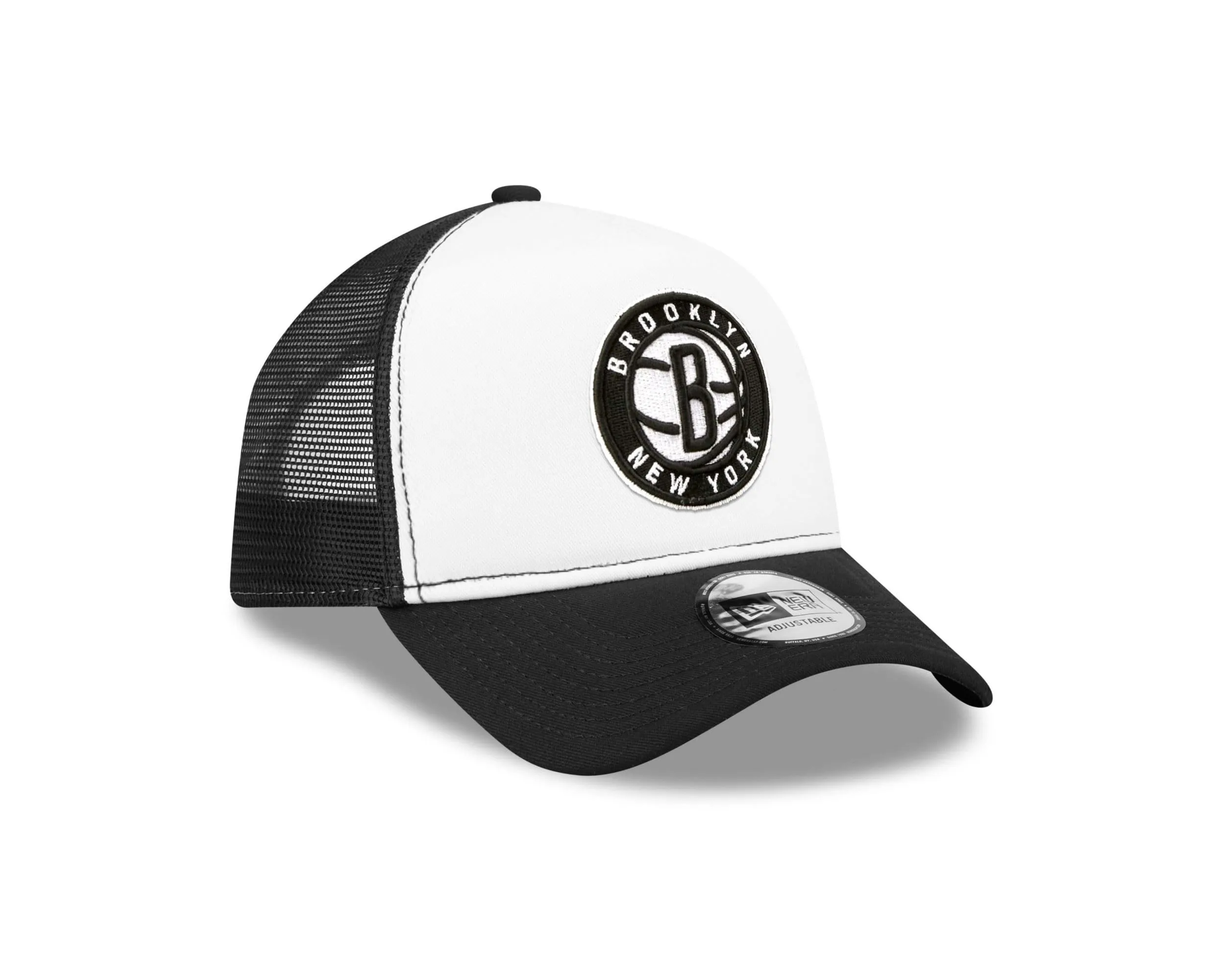 New Era NBA Brooklyn Nets A-Frame Trucker Cap Nero Bianco - immagine 3