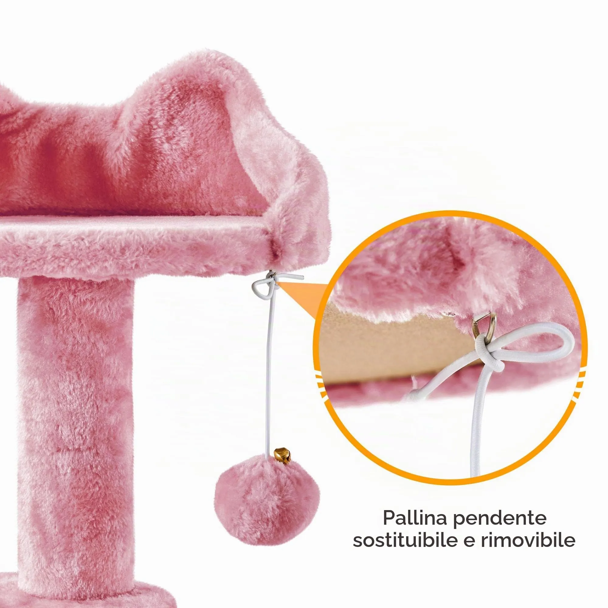 Yaheetech Albero Tiragraffi per Gatti in Sisal Naturale, 49 x 49 x 144,5 cm, Rosa - immagine 7