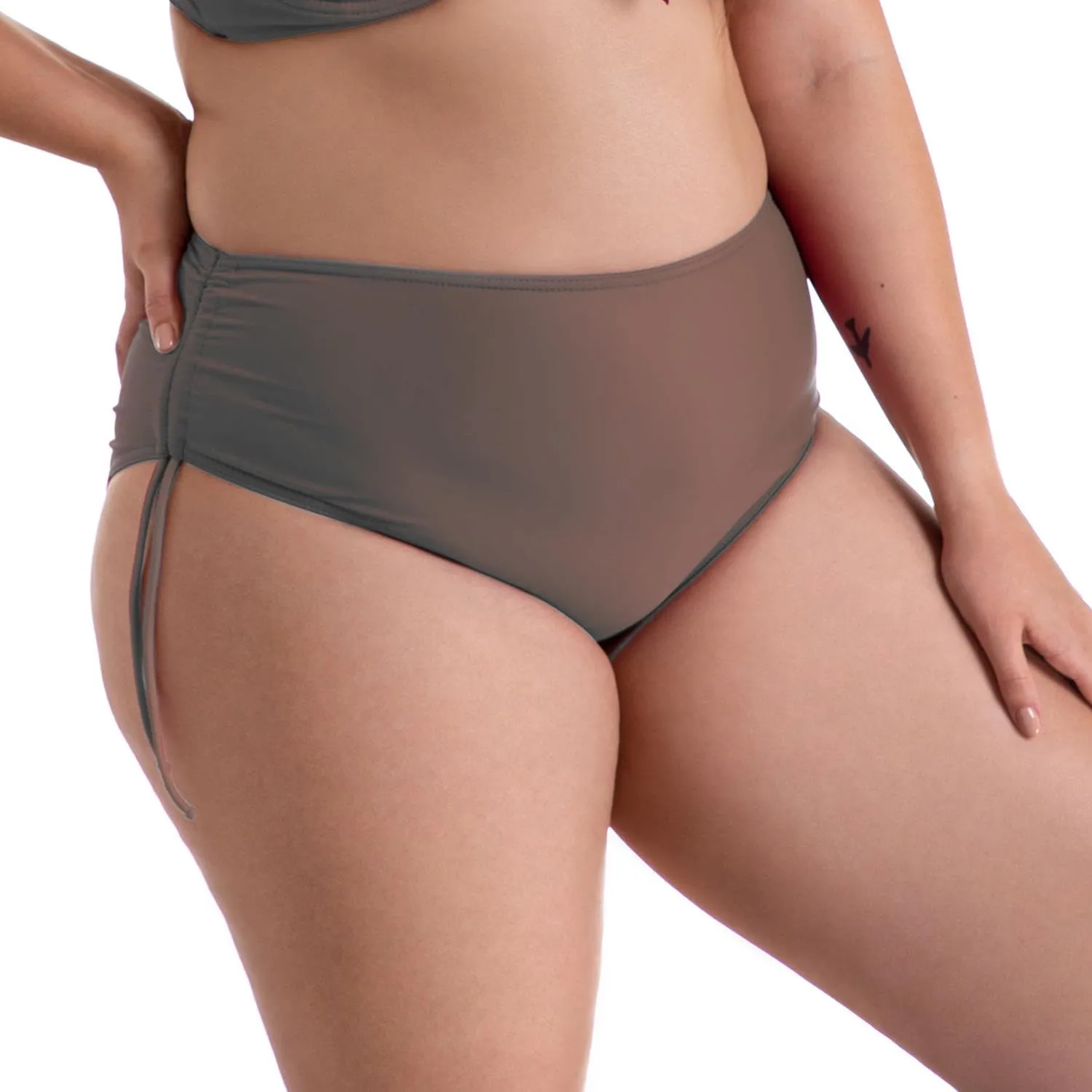 Aquarti Slip Costume Donna con Laccetti, Marrone Chiaro, 42 - immagine 5
