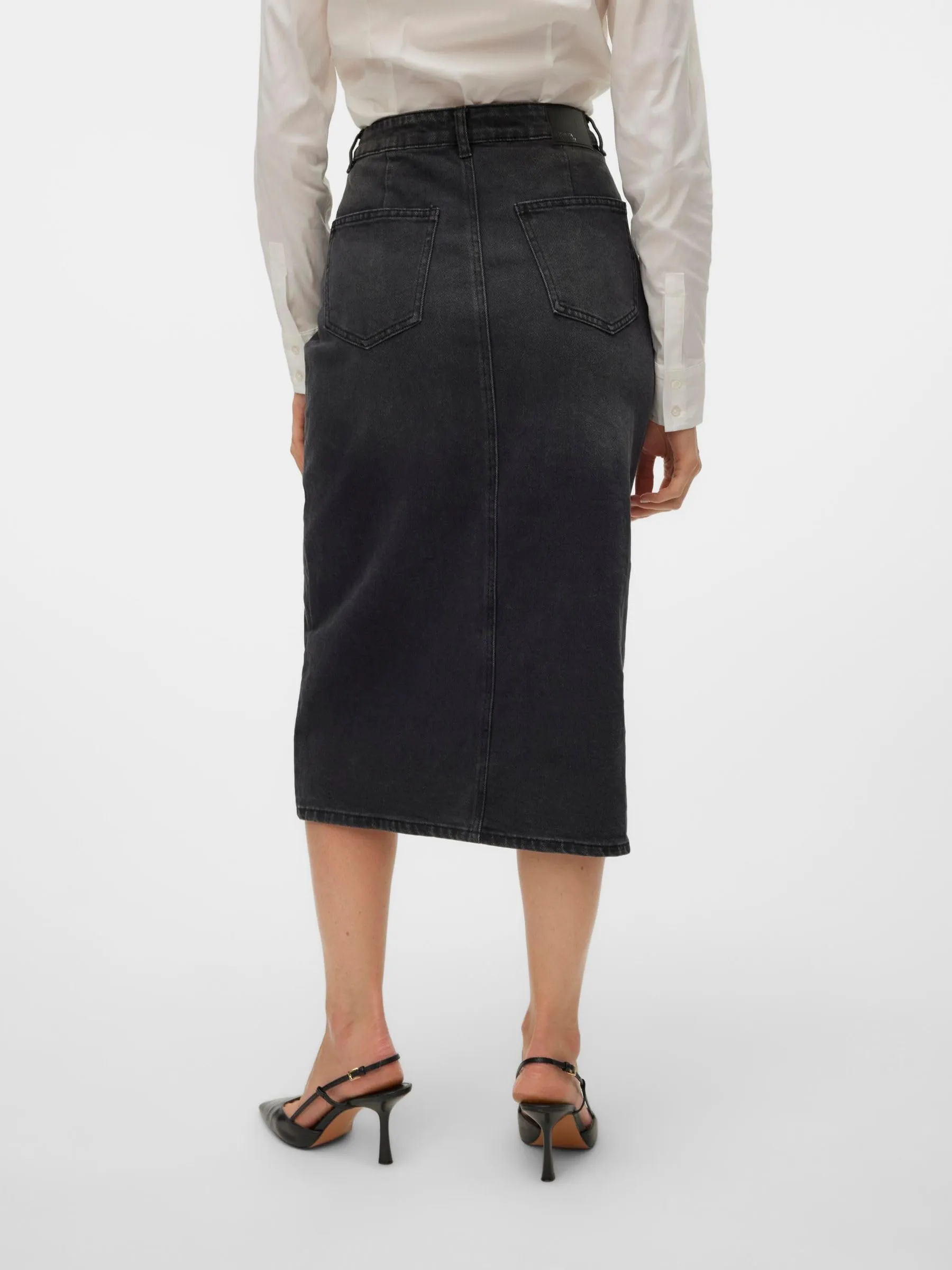 Vero Moda VMVERI HR Calf Denim Skirt, Nero, XS - immagine 5