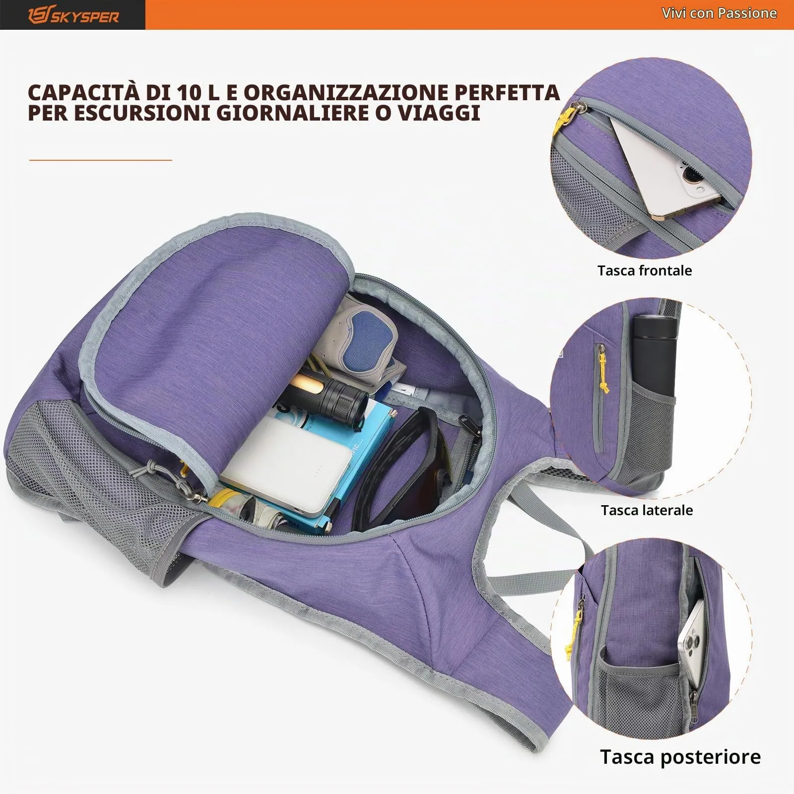 SKYSPER Zaino Pieghevole 10L Ultra Leggero - immagine 3