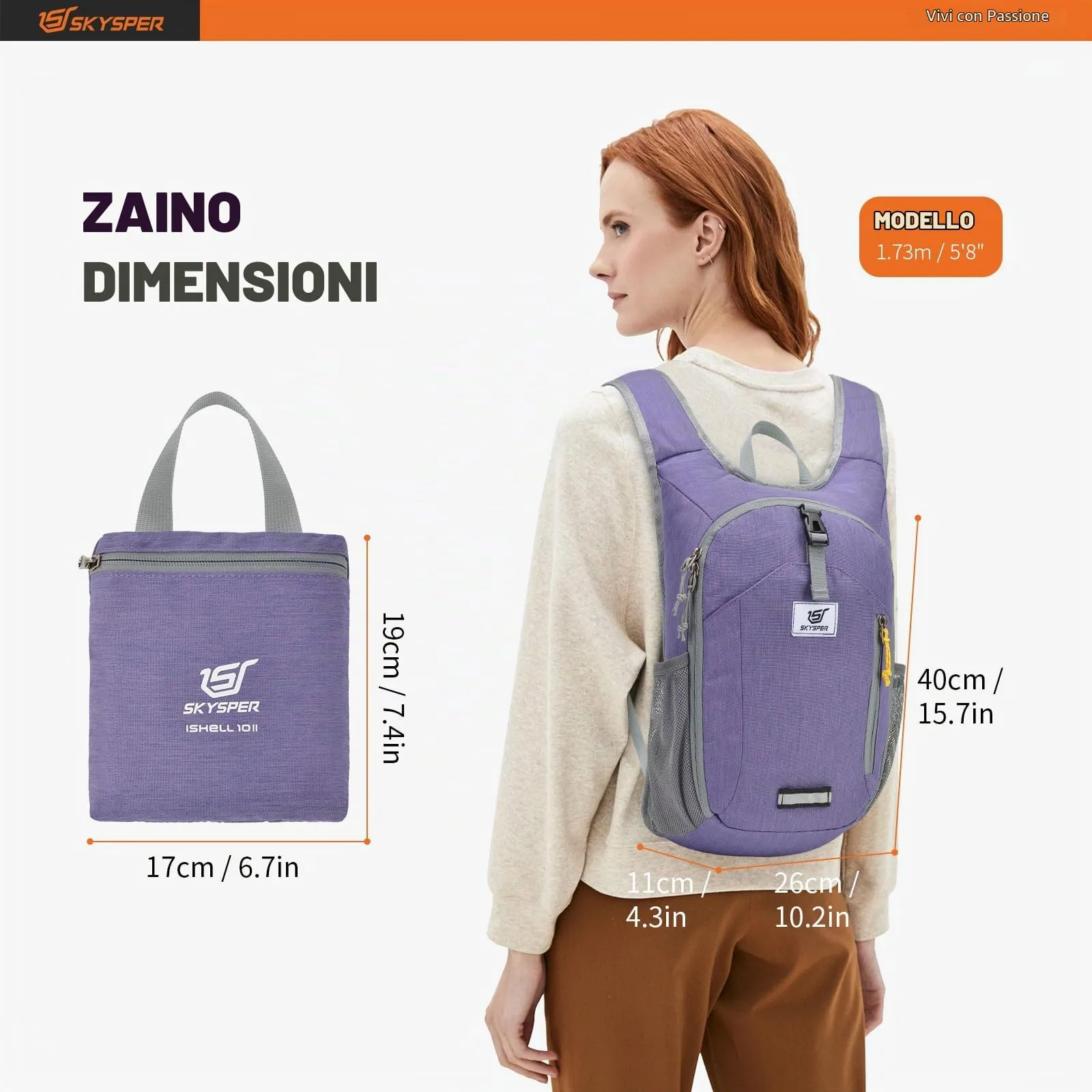SKYSPER Zaino Pieghevole 10L Ultra Leggero - immagine 6