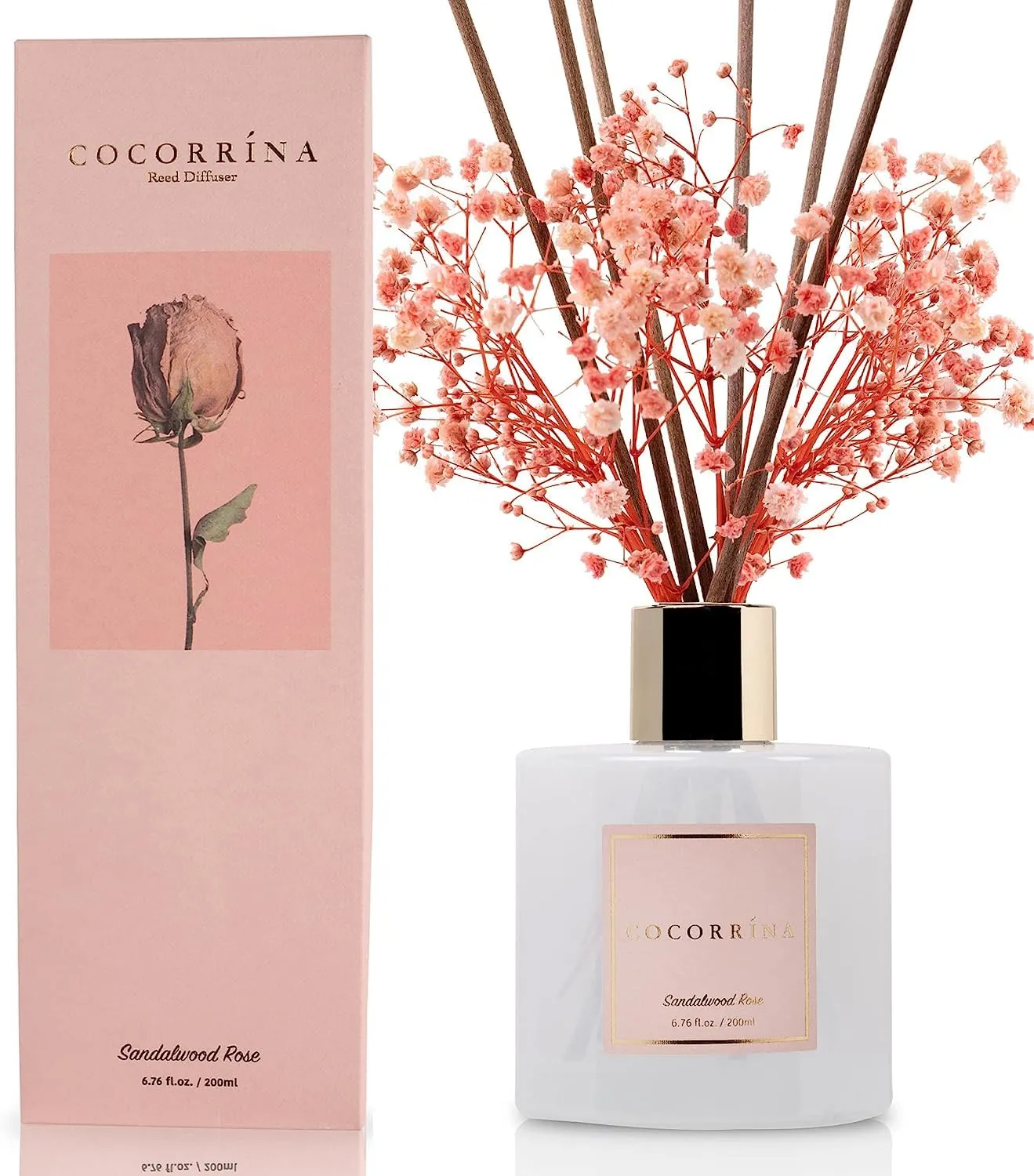 COCORRÍNA Diffusore Profumo Ambiente Sandalo Rosa, 200ml con Bastoncini - immagine 1