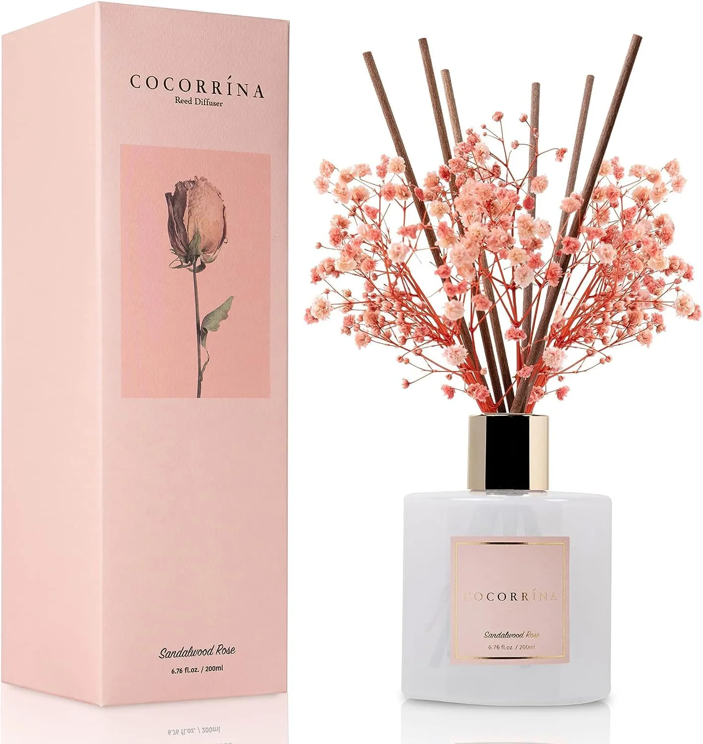 COCORRÍNA Diffusore Profumo Ambiente Sandalo Rosa, 200ml con Bastoncini - immagine 2