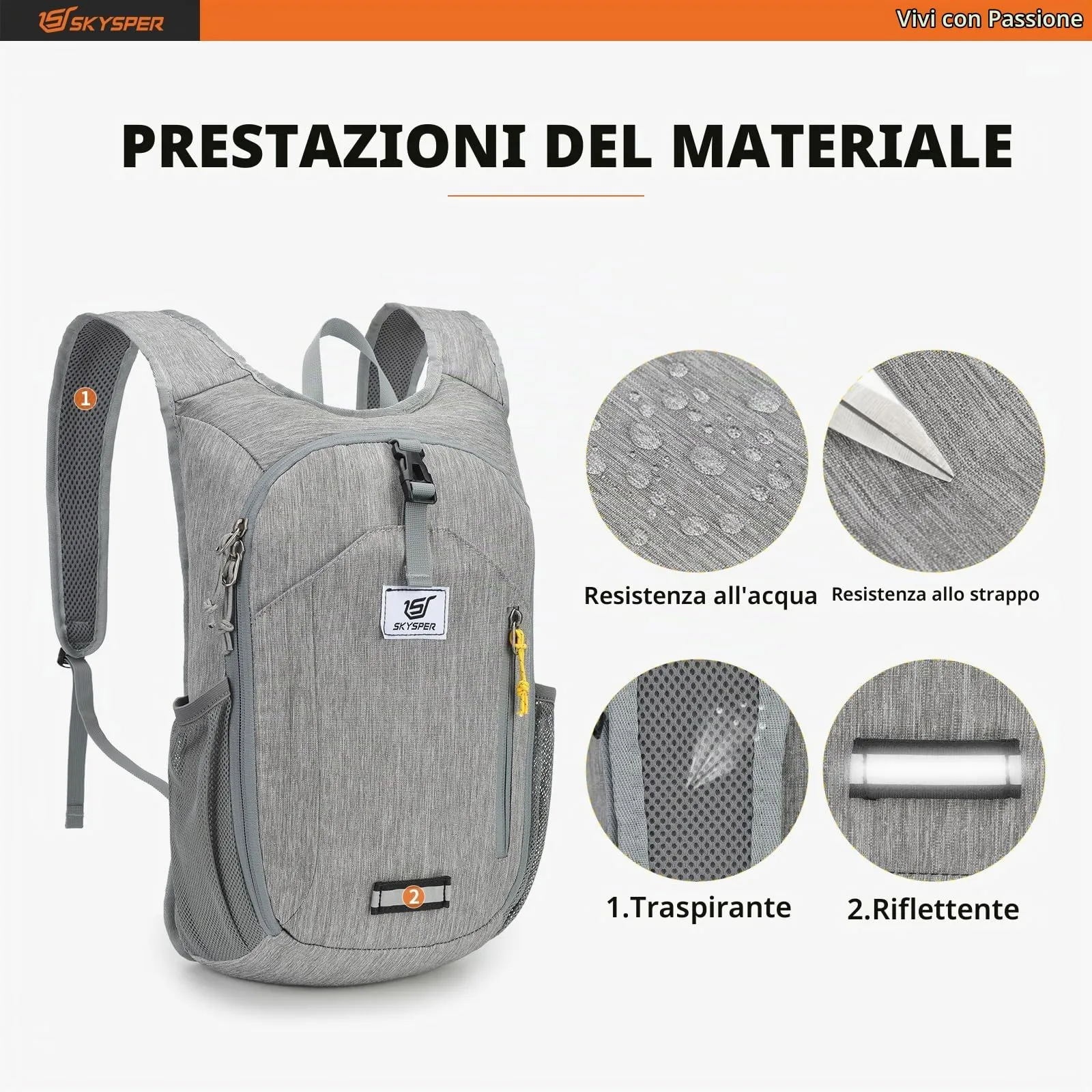 SKYSPER Zaino Pieghevole 10L Ultra Leggero Richiudibile - immagine 4