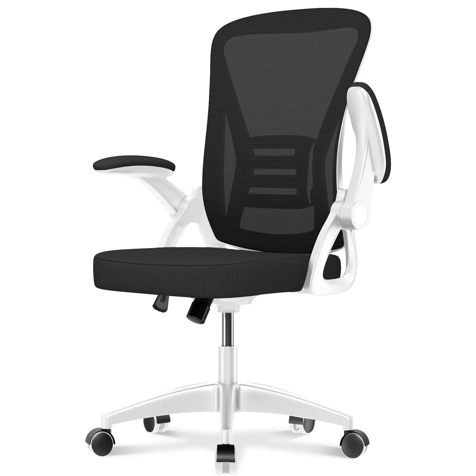 Rattantree Sedia Ufficio Ergonomica con Supporto Lombare e Braccioli Regolabili, Bianco e Nero - immagine 8