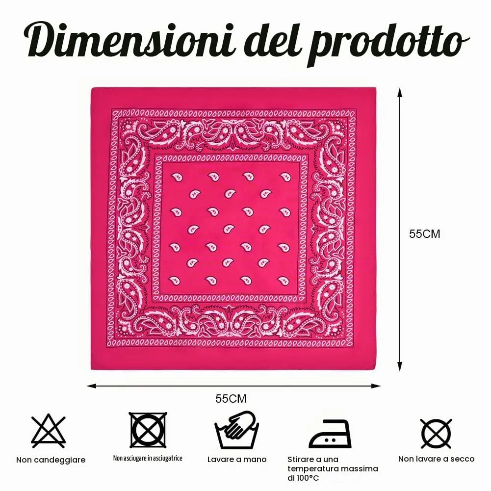 Aomig Bandana Paisley Rosa, 55x55cm - immagine 2