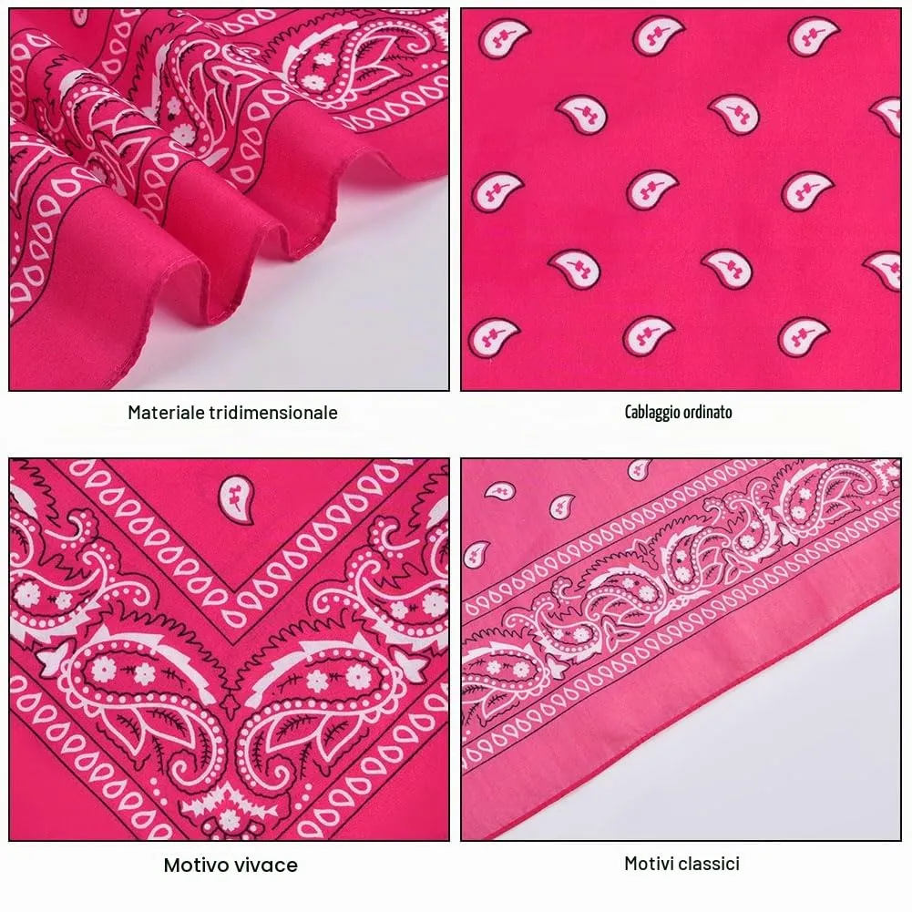 Aomig Bandana Paisley Rosa, 55x55cm - immagine 4