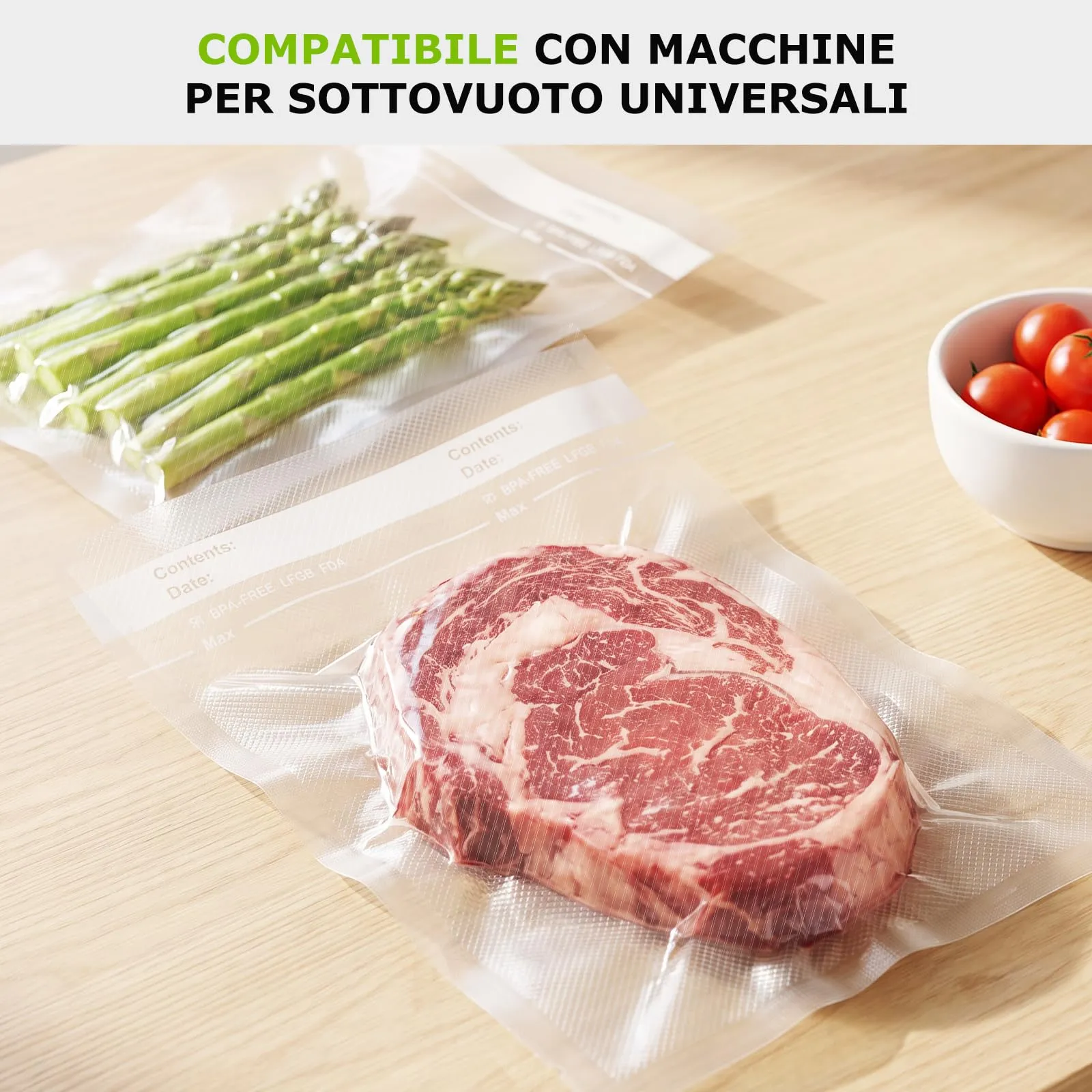 Bonsenkitchen Sacchetti Sottovuoto Alimenti 28x40cm, 100 Buste - immagine 6