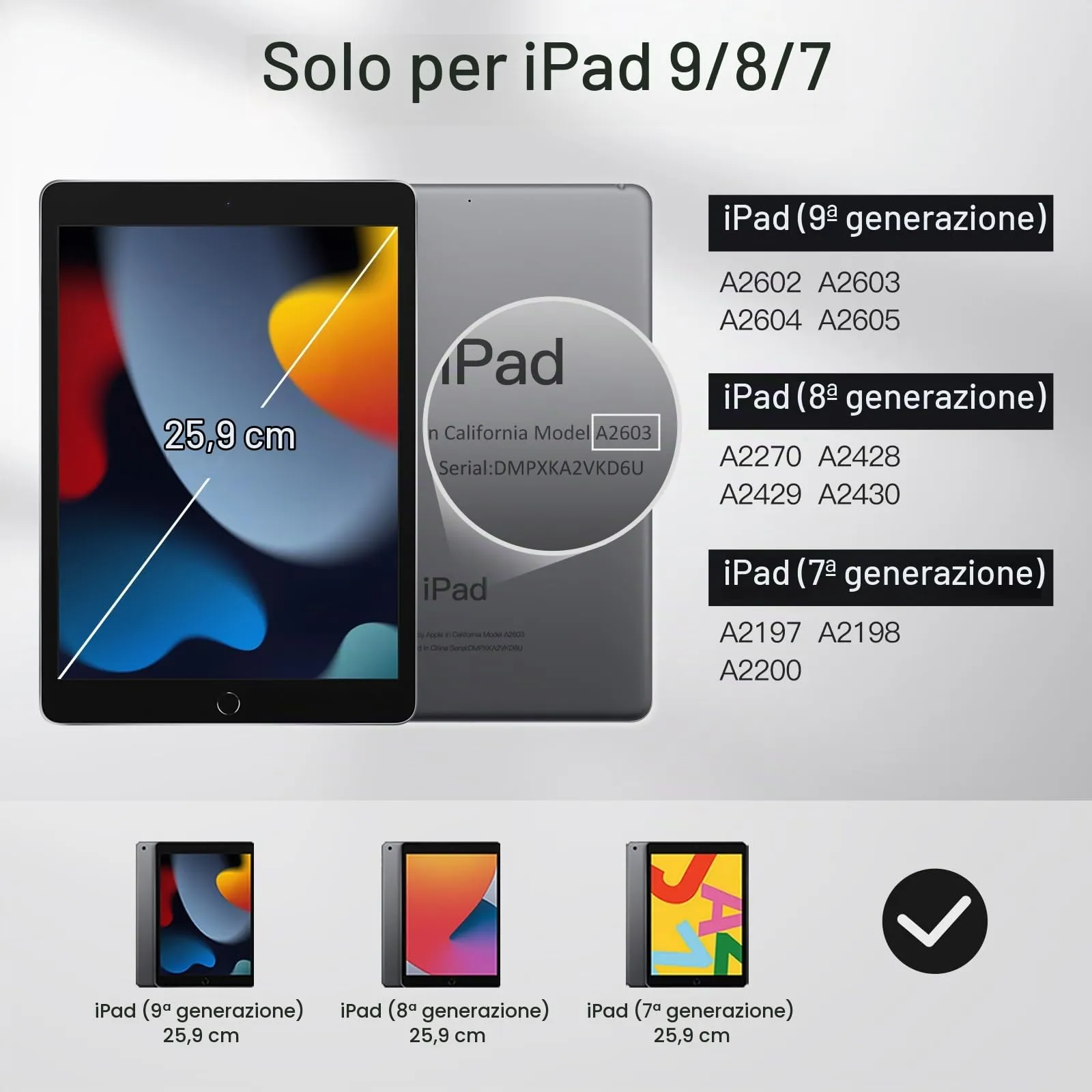 JETech Custodia per iPad 9ª/8ª/7ª Gen 10,2", Navy - immagine 2