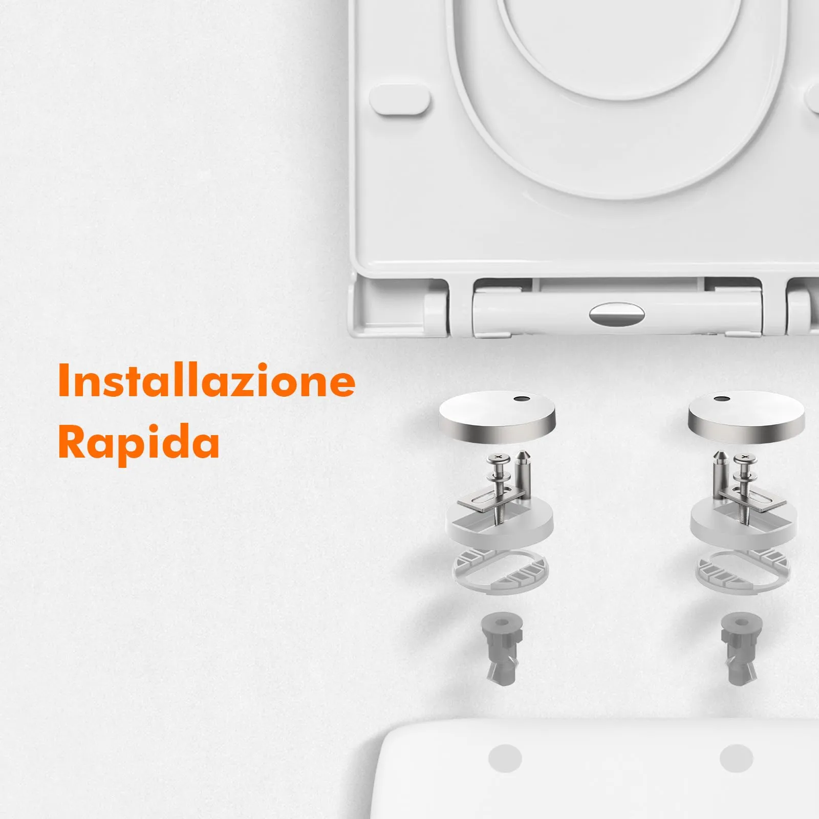 Ibergrif M41001-2 Copriwater Soft Close con Riduttore Bambino, Sgancio Rapido, Fissaggio Superiore, Forma D, 40,5-46,5 cm - immagine 4