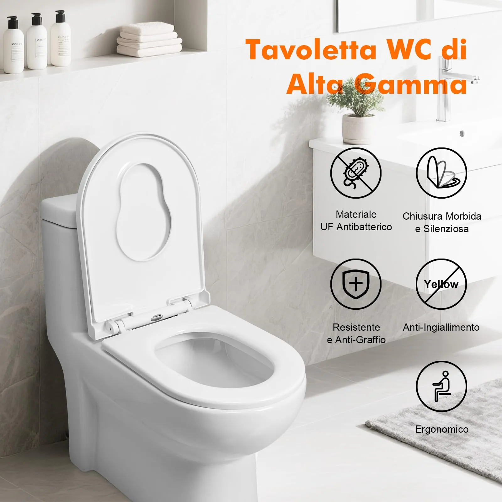 Ibergrif M41001-2 Copriwater Soft Close con Riduttore Bambino, Sgancio Rapido, Fissaggio Superiore, Forma D, 40,5-46,5 cm - immagine 7