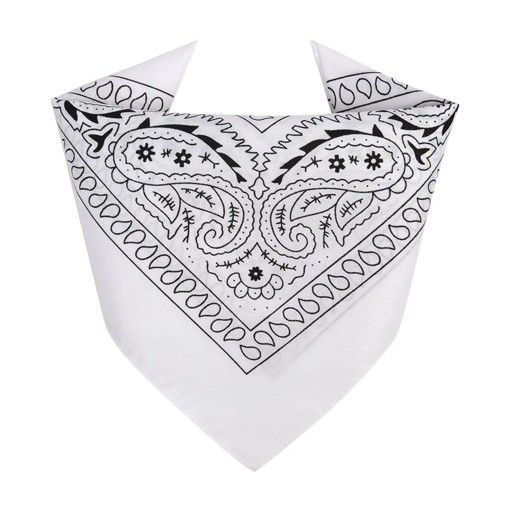 Aomig Bandana con Motivo Paisley, 55x55cm, Bianco - immagine 8
