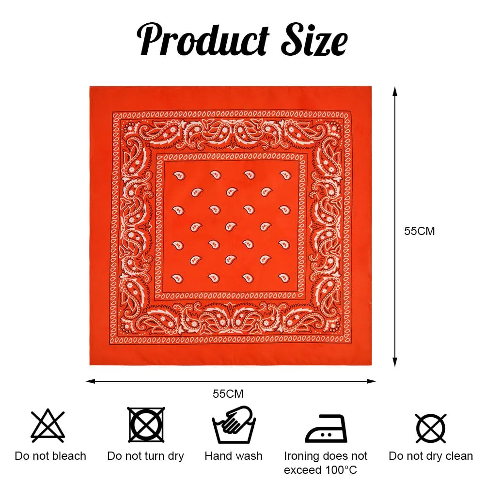 Aomig Bandana Arancione con Motivo Paisley, 55x55cm - immagine 2
