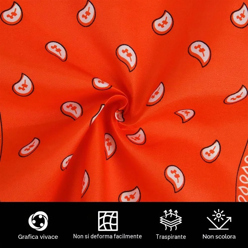 Aomig Bandana Arancione con Motivo Paisley, 55x55cm - immagine 3