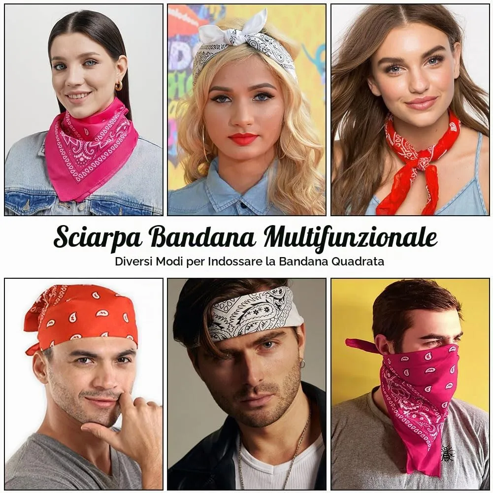 Aomig Bandana Arancione con Motivo Paisley, 55x55cm - immagine 5