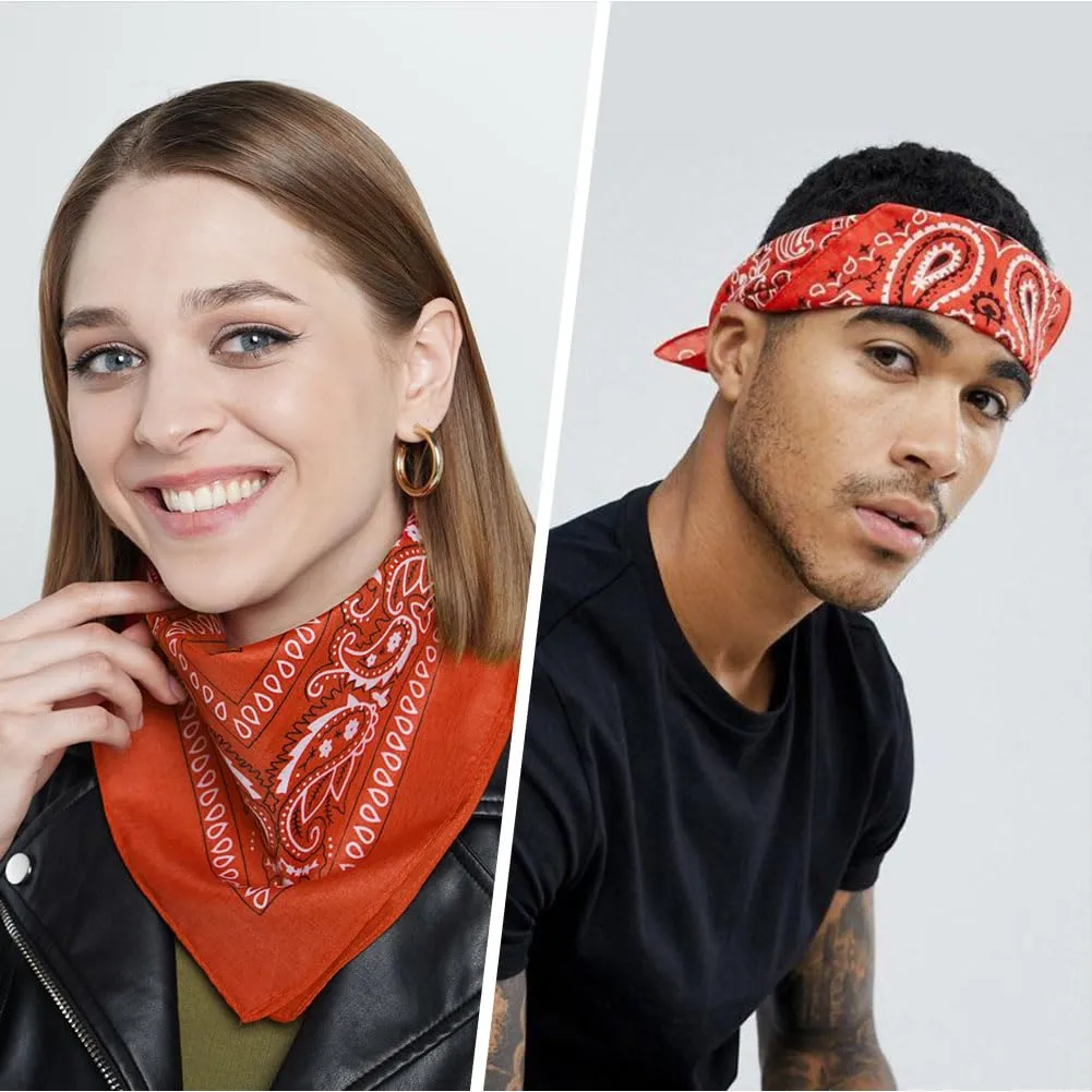 Aomig Bandana Arancione con Motivo Paisley, 55x55cm - immagine 7
