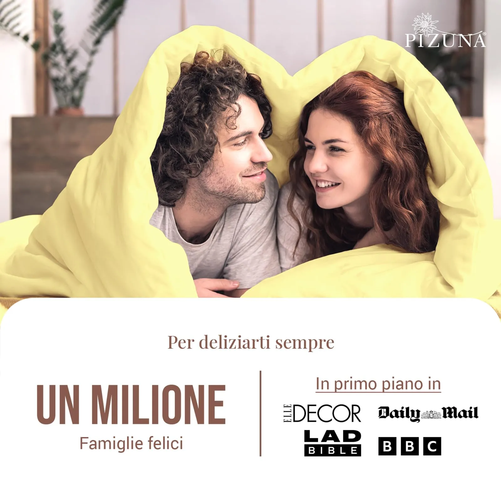 Pizuna Linens Set Copripiumino in Cotone Sateen 400 Fili, Giallo, 200x200 cm, 3 Pezzi - immagine 4