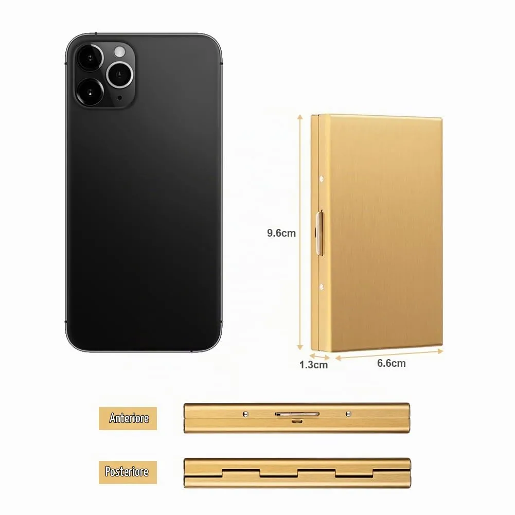 Vicloon Porta Carte di Credito in Acciaio Inossidabile Anti RFID e NFC, Oro - immagine 2