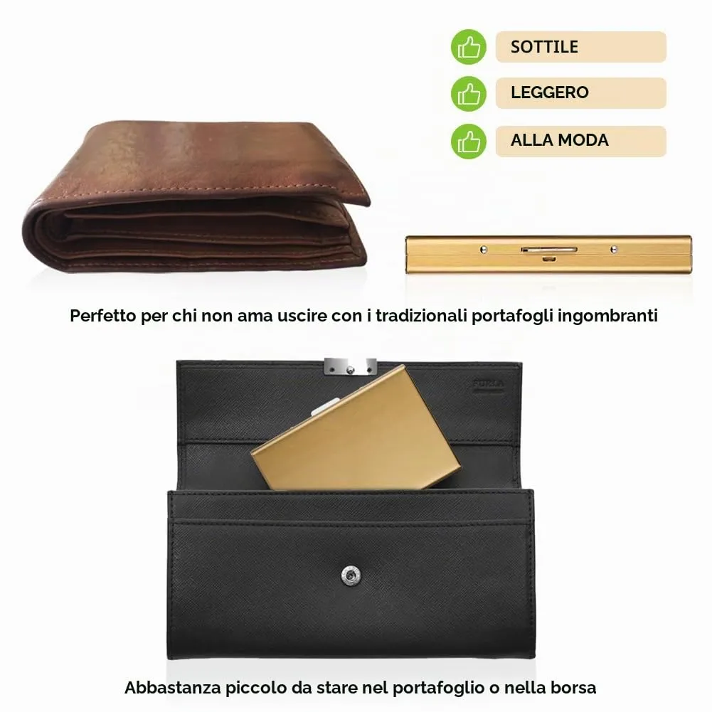Vicloon Porta Carte di Credito in Acciaio Inossidabile Anti RFID e NFC, Oro - immagine 3