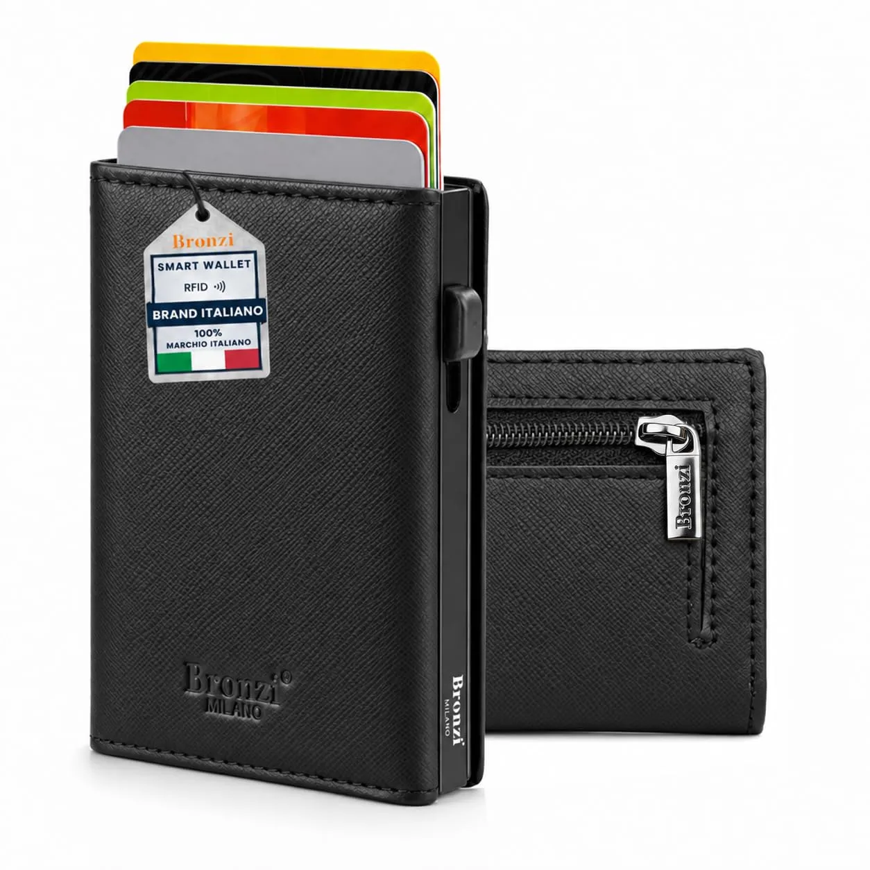 Bronzi Revelation Portafoglio Slim RFID Saffiano Nero - immagine 1