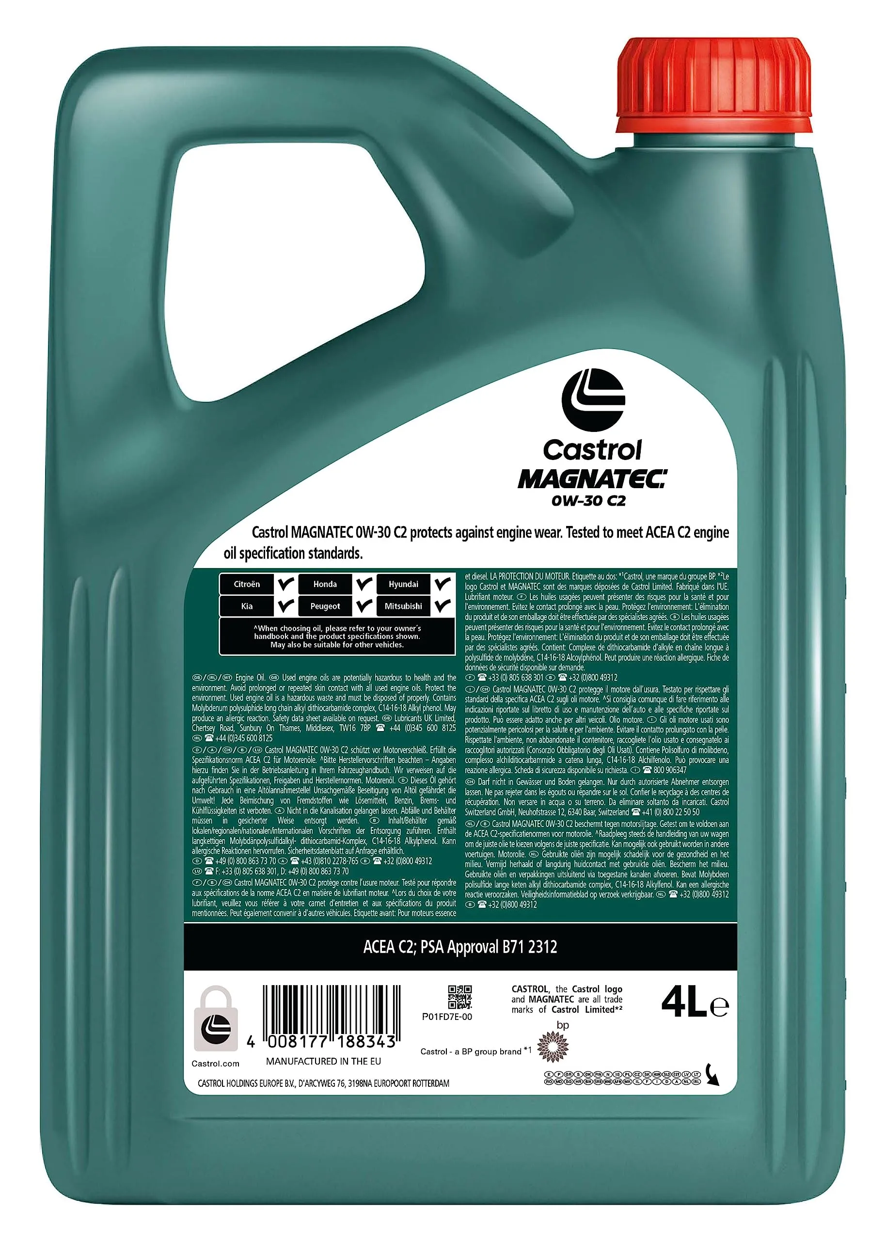 Castrol MAGNATEC 0W-30 C2 Olio Motore Totalmente Sintetico, 4L - immagine 2