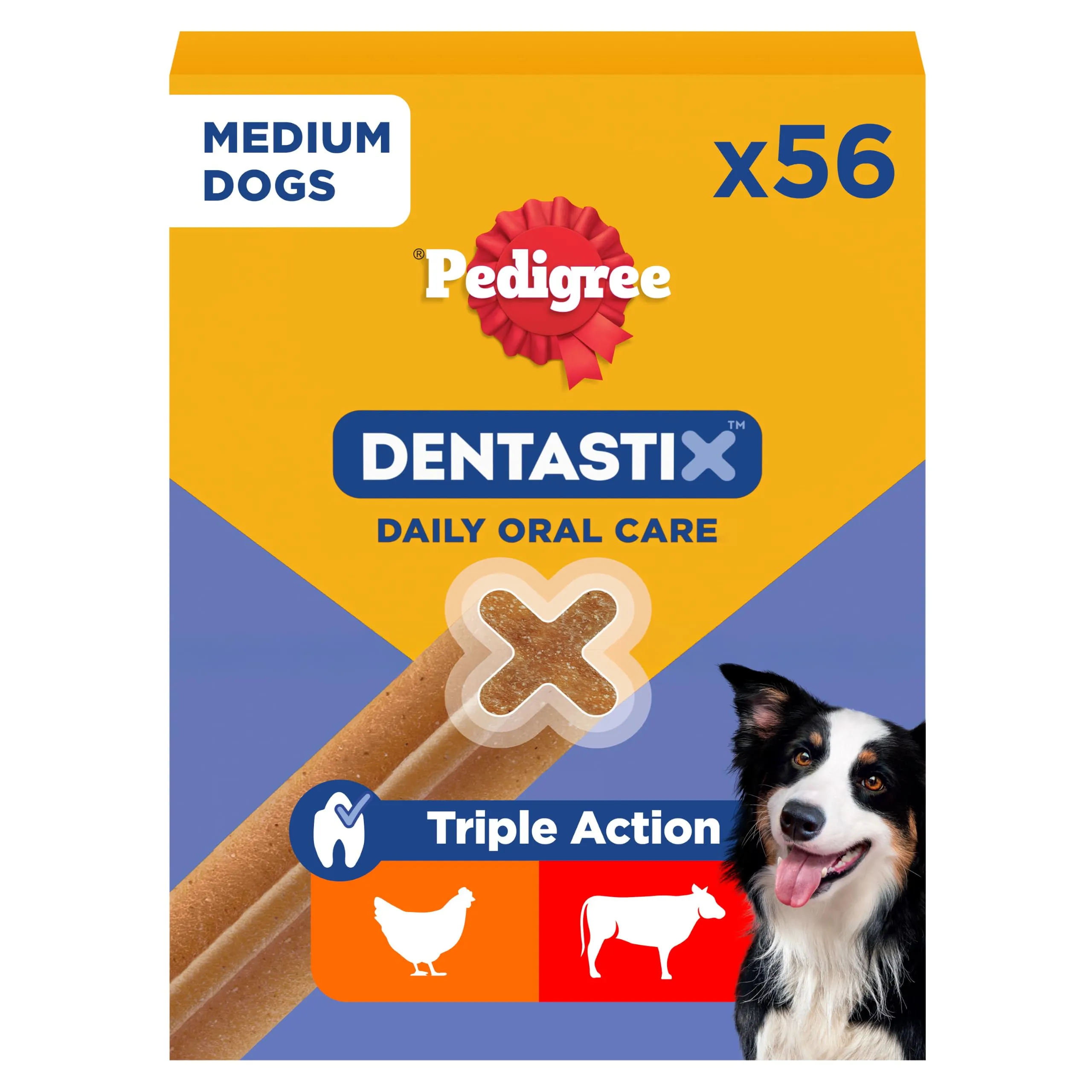 Pedigree Dentastix Snack Igiene Orale per Cani di Taglia Media 10-25 kg, 56 Bastoncini, 1440g - immagine 1
