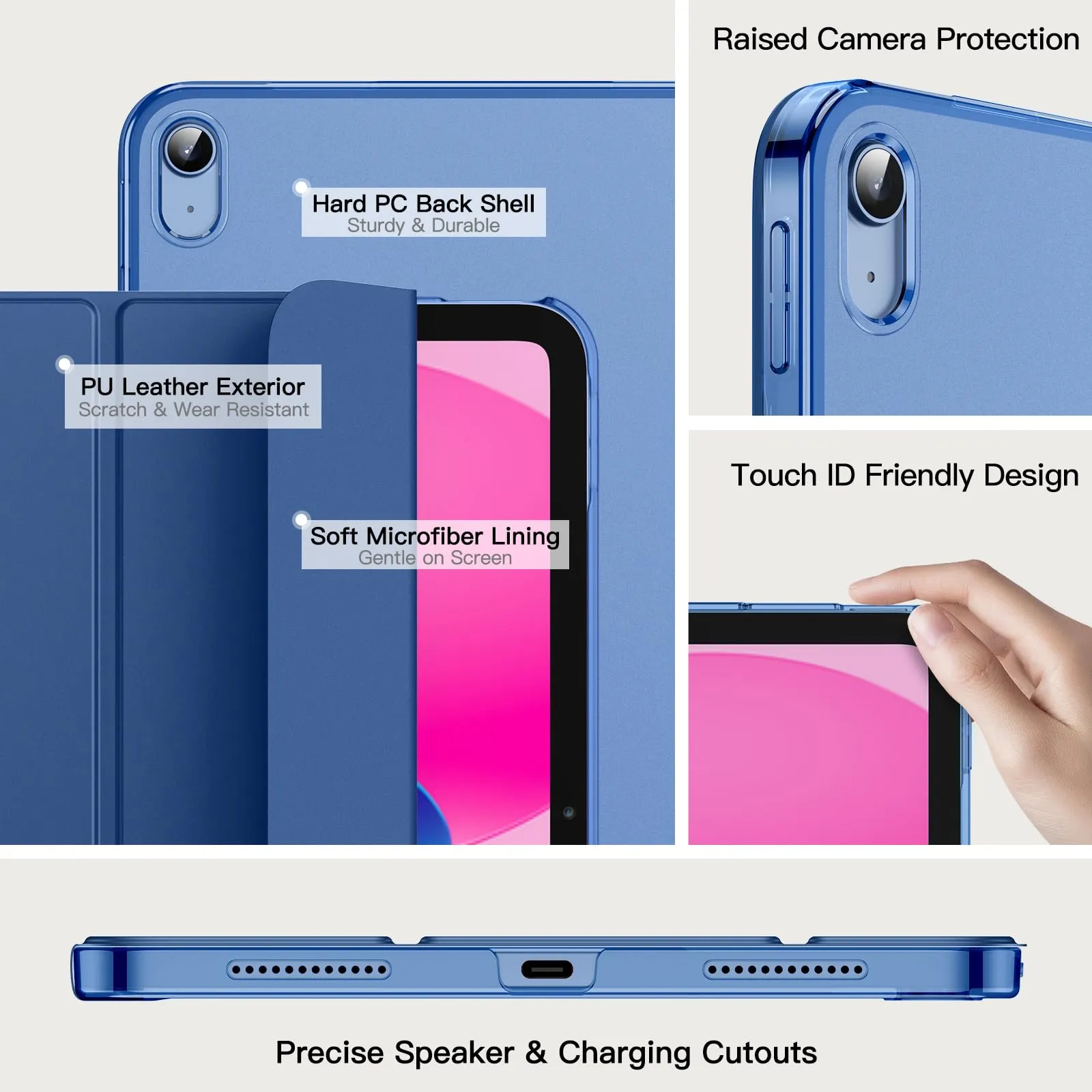 JETech Custodia per iPad 11ª/10ª Gen, Navy - immagine 3