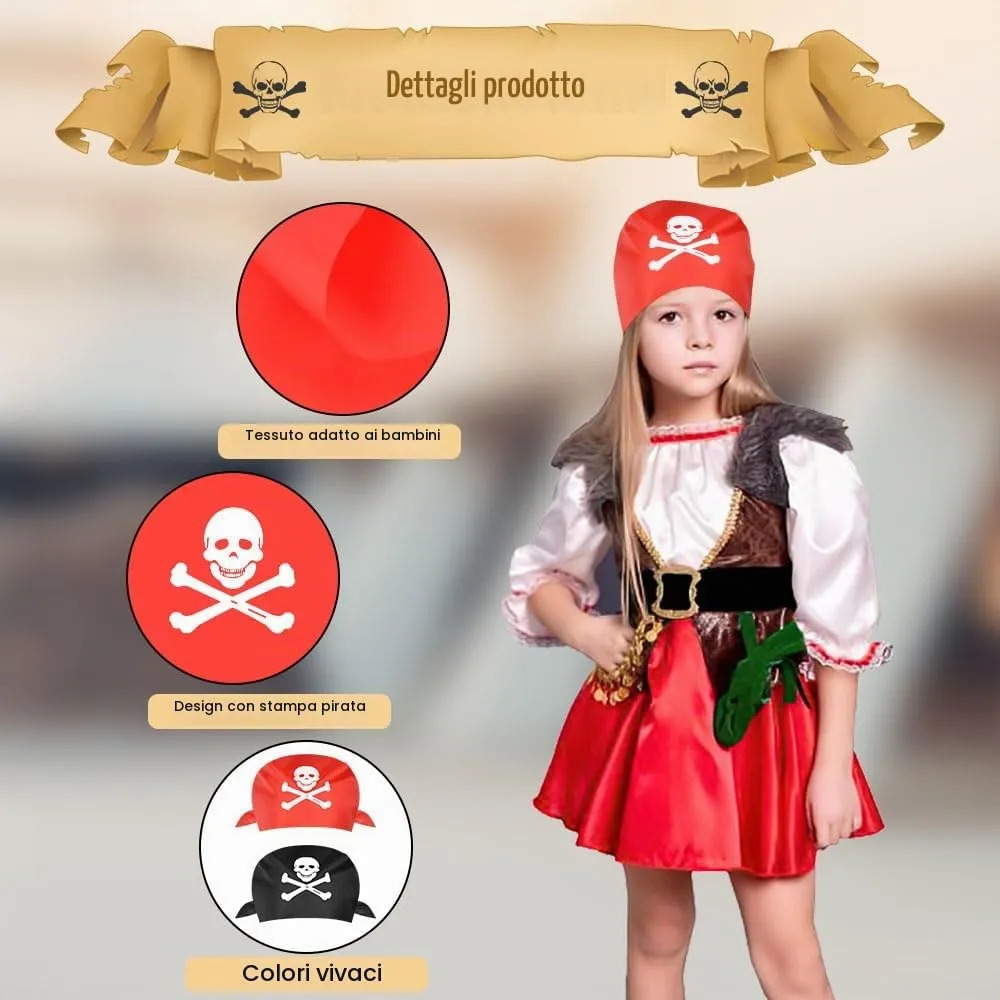 Aomig Bandana Pirata Rossa con Stampa Teschio in Poliestere - immagine 3