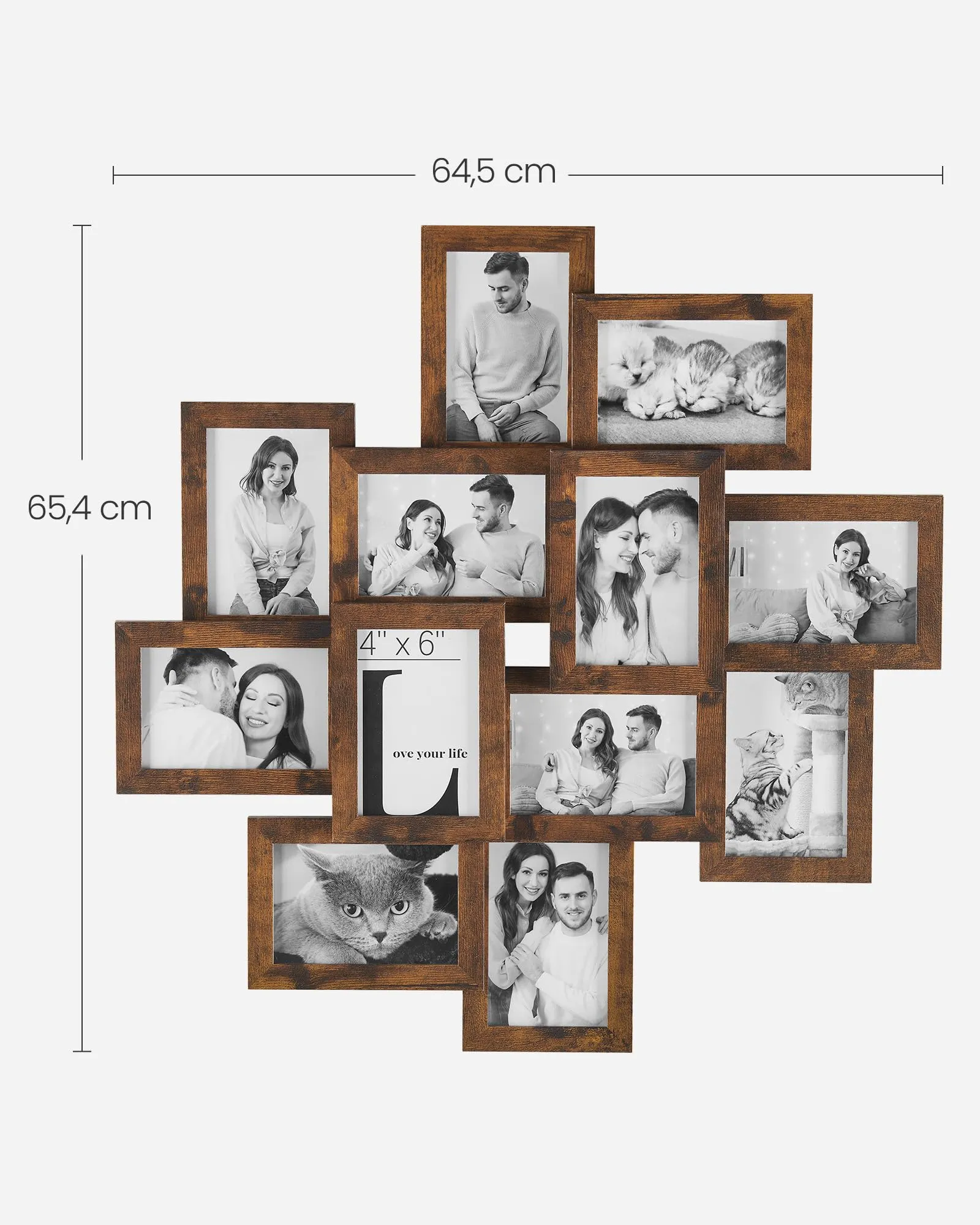 SONGMICS Collage di 12 Cornici per Foto 10 x 15 cm, Marrone Vintage RPF022X01 - immagine 3
