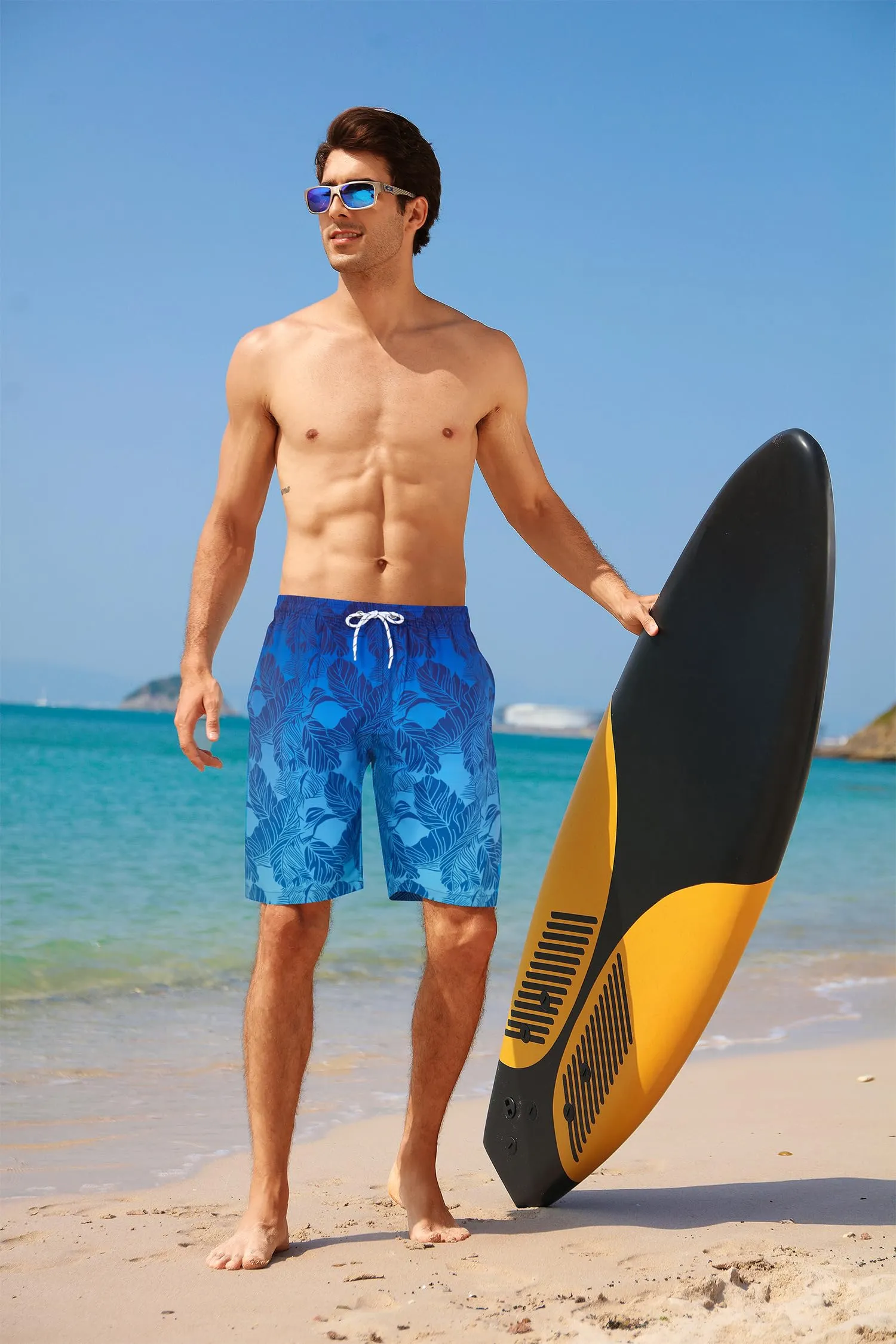APTRO Pantaloncini da Bagno Uomo Stampa Hawaiana Blu Pallido MK269 4XL - immagine 2
