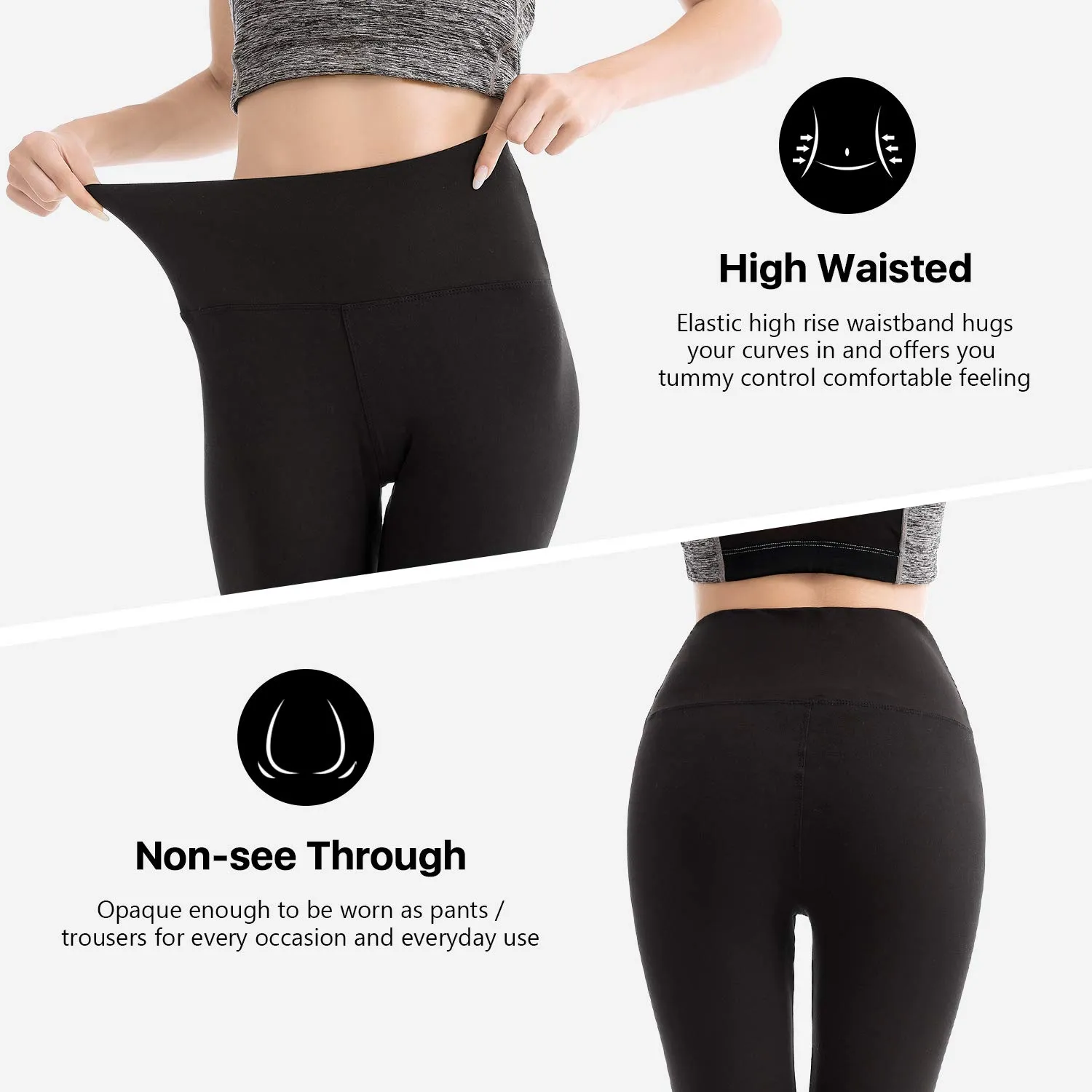 SINOPHANT Leggings Vita Alta Donna Fitness Yoga, XXL, Beige - immagine 3