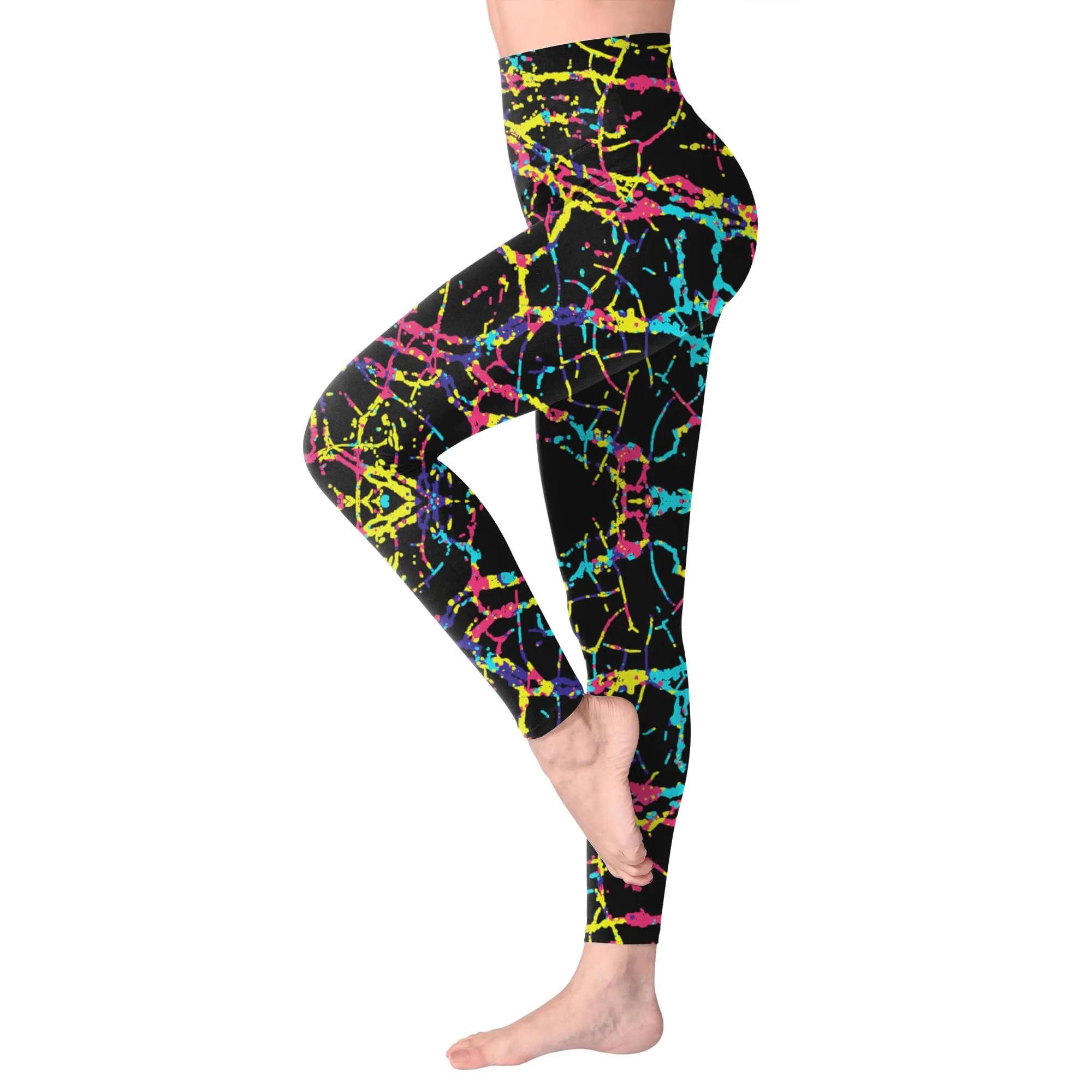 SINOPHANT Leggings Vita Alta Donna Fitness Yoga, XXL, Fili Colorati - immagine 1
