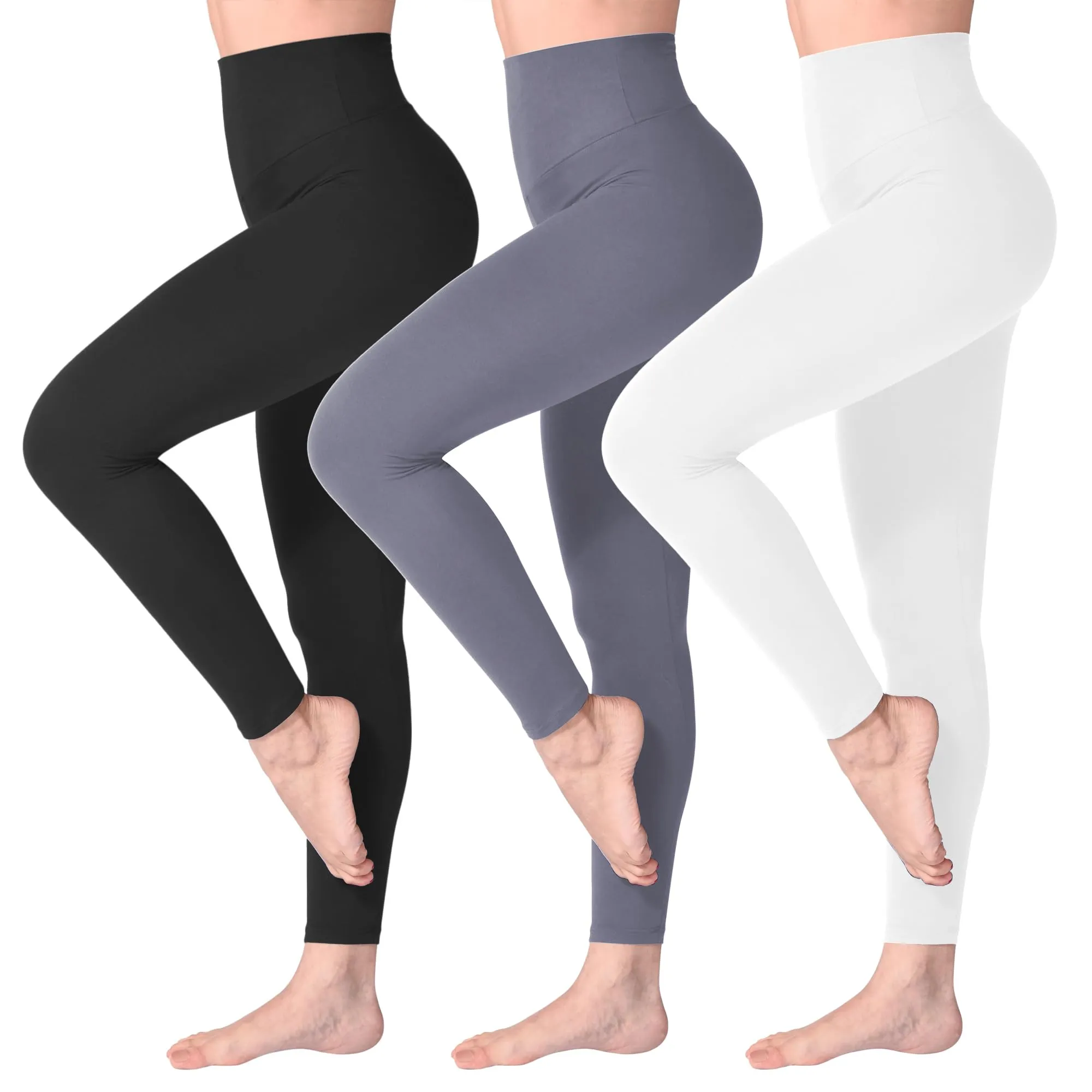 SINOPHANT Leggings Vita Alta Donna Fitness Yoga, Nero/Grigio/Bianco, XXL - immagine 1
