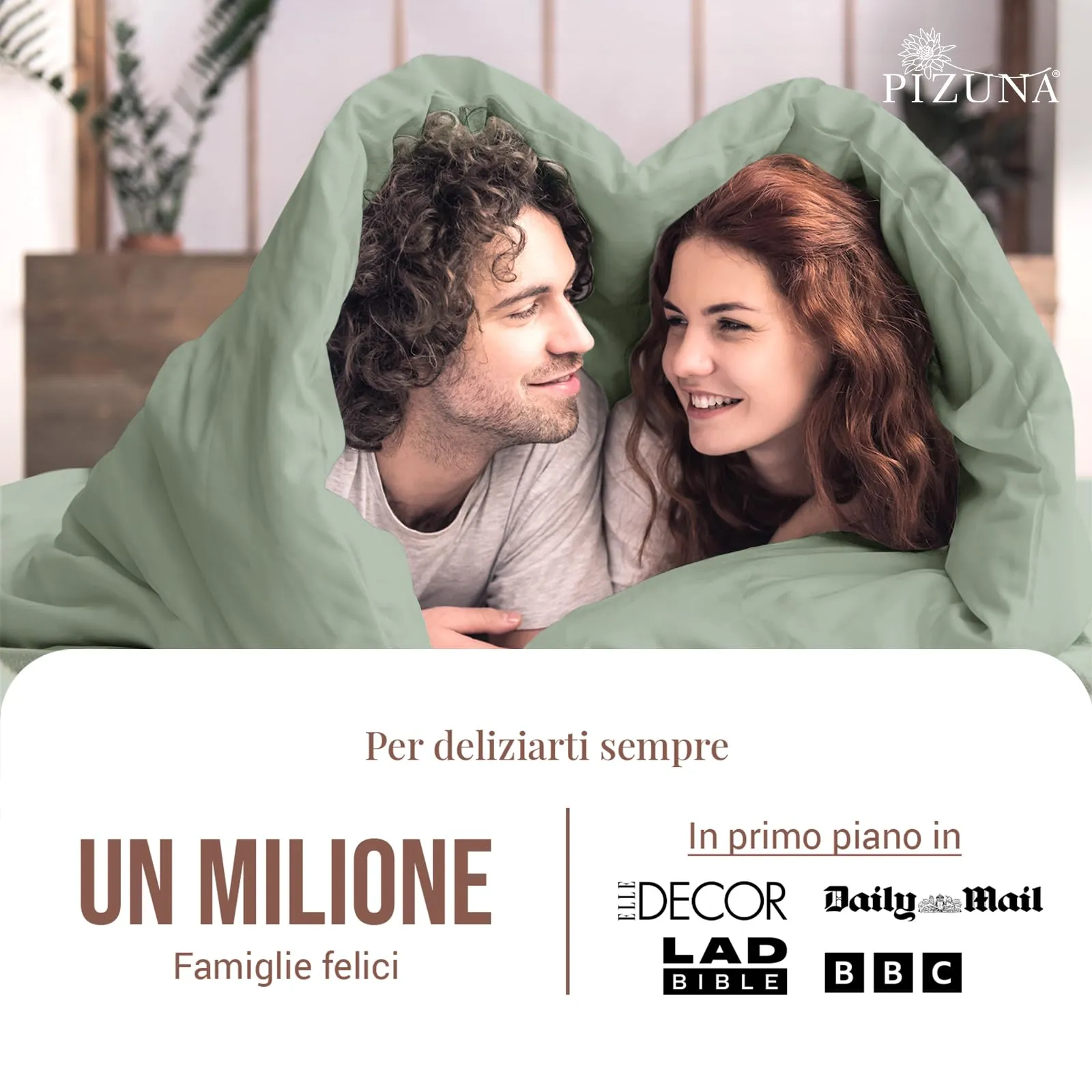 Pizuna Linens Copripiumino Singolo in Cotone 400 Fili, 150x200 cm, Verde, Set 2 Pezzi - immagine 4