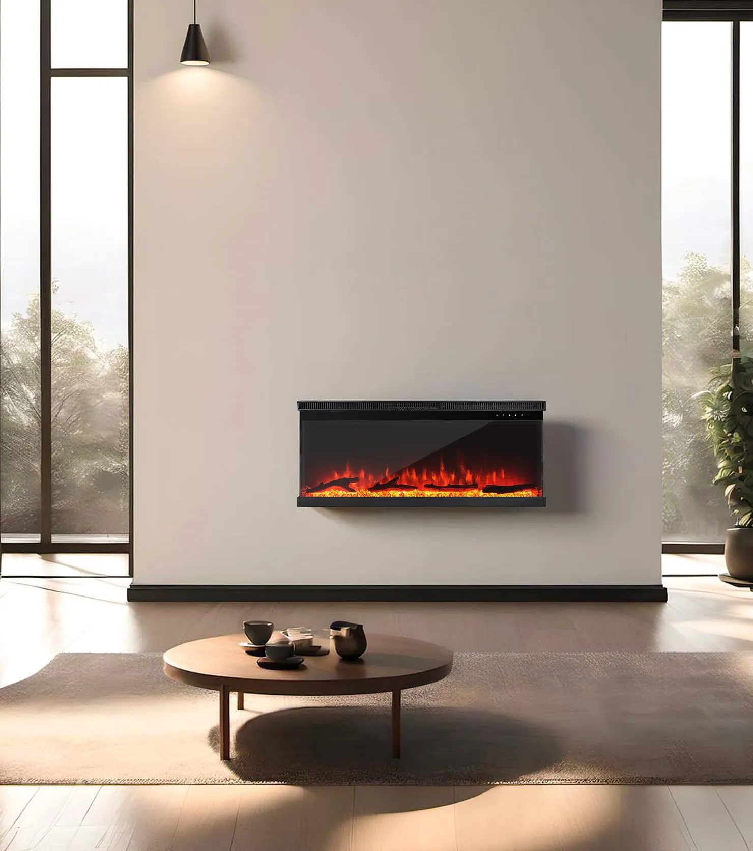 M.C.Haus Camino Elettrico a 3 Lati, 102 cm/40", 1800W, Nero - immagine 4