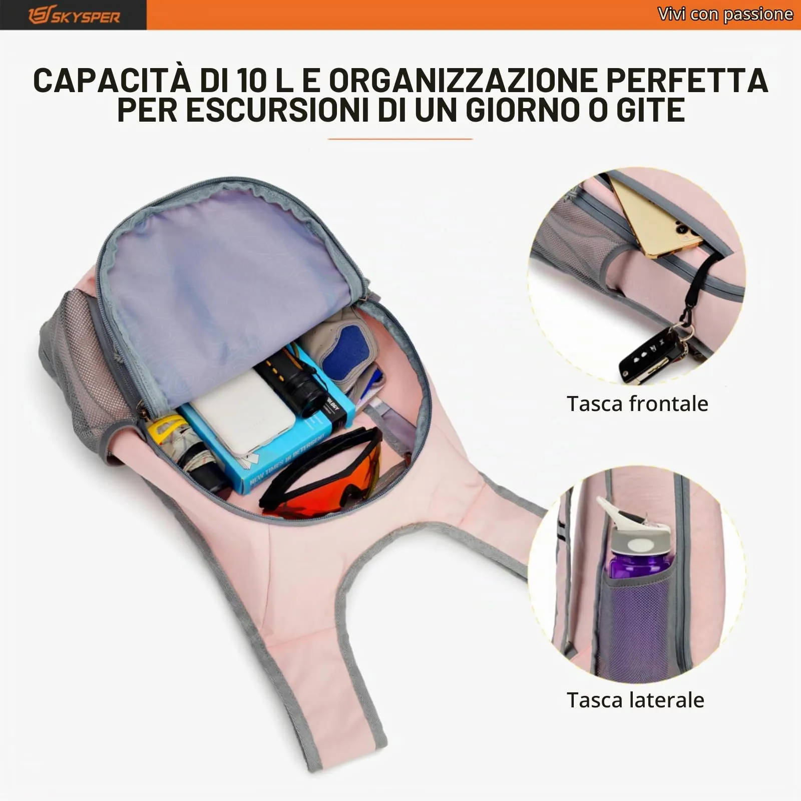 SKYSPER Zaino Leggero Pieghevole 10L - immagine 3