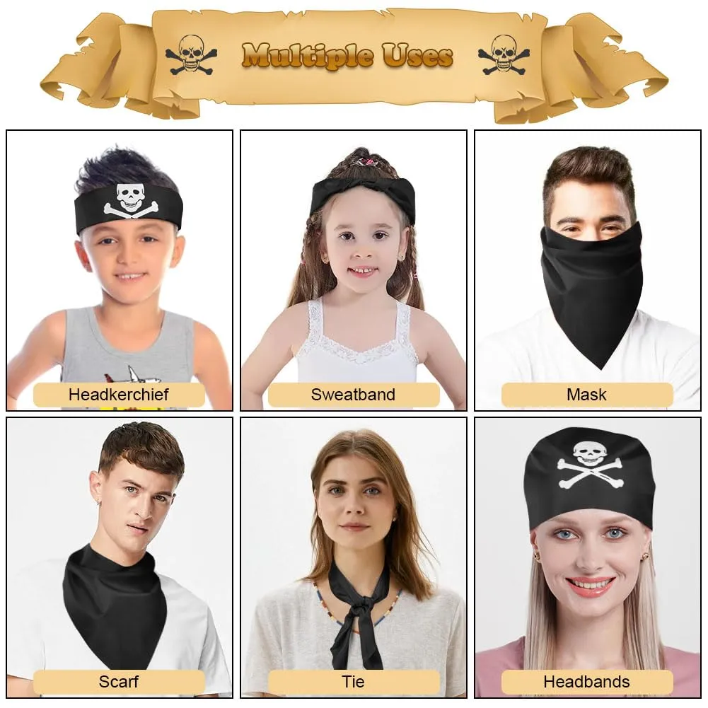 Aomig Bandana Pirata Nera con Stampa Teschio per Costume e Cosplay - immagine 4