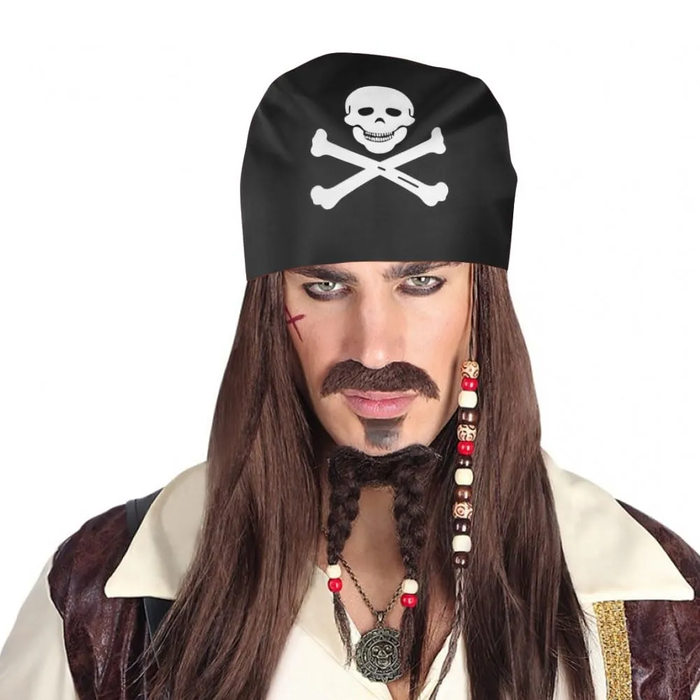 Aomig Bandana Pirata Nera con Stampa Teschio per Costume e Cosplay - immagine 5