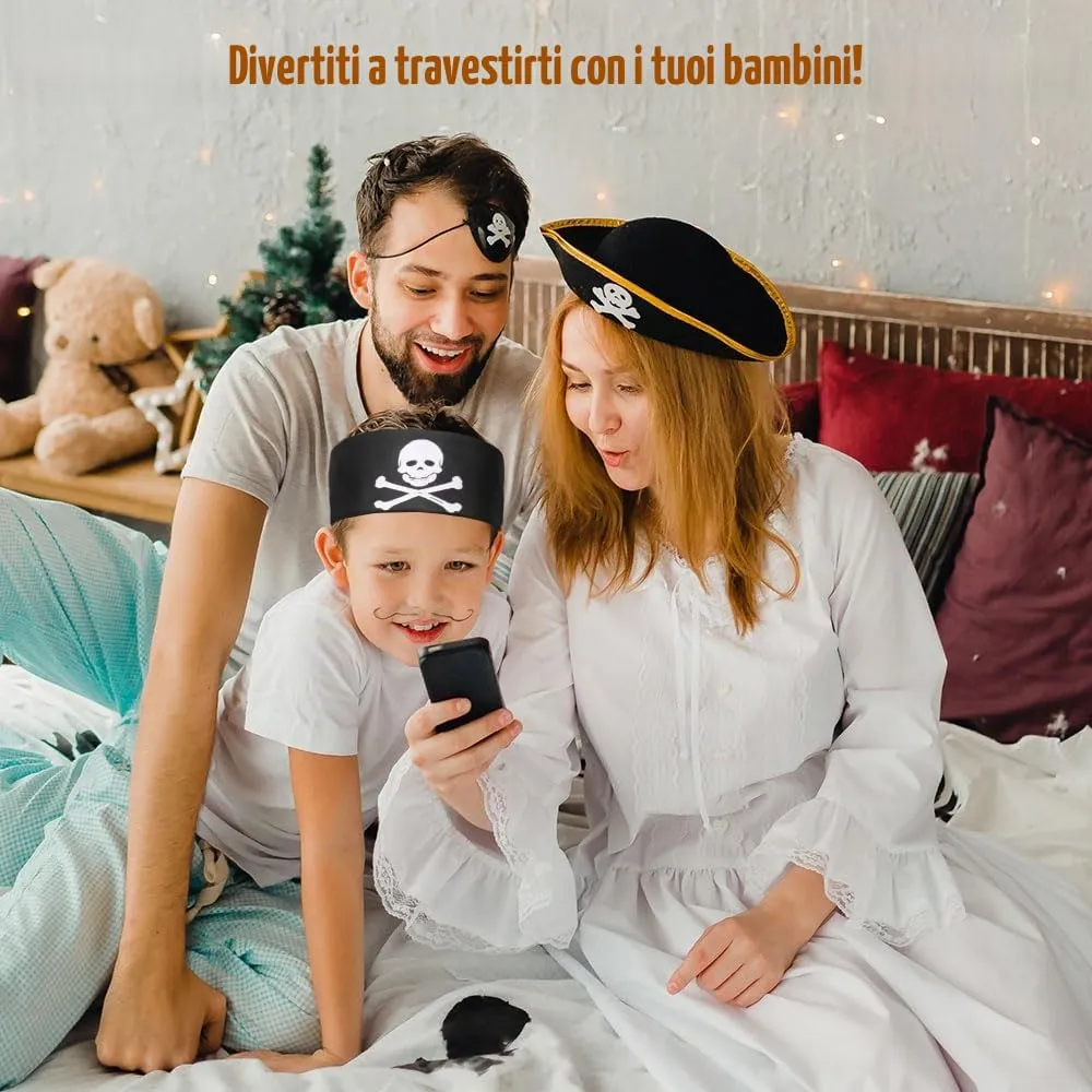 Aomig Bandana Pirata Nera con Stampa Teschio per Costume e Cosplay - immagine 7