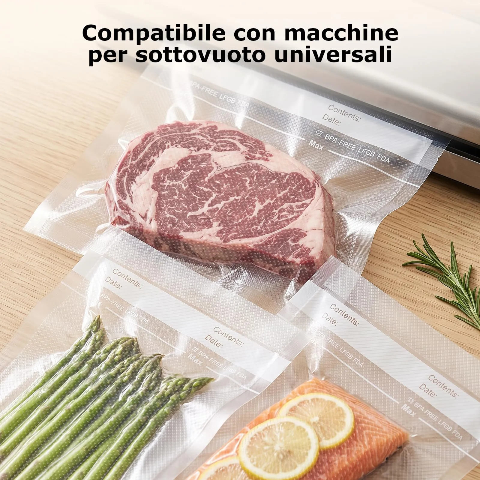 Bonsenkitchen Sacchetti Sottovuoto, 150 pezzi (15x25cm, 20x30cm, 28x40cm) - immagine 6