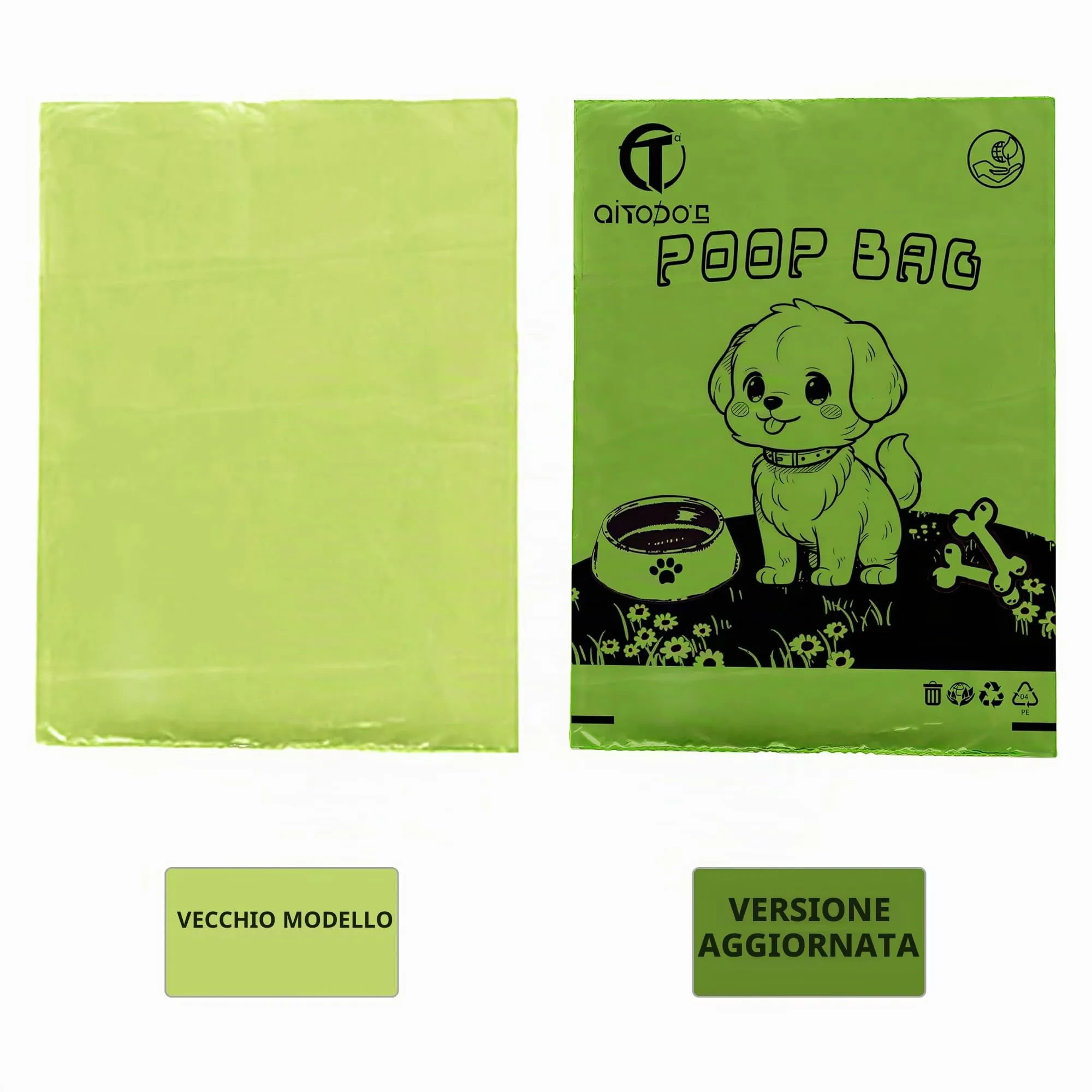 AiTodos Sacchetti per Cacca di Cane, 600 Pezzi, 31x22 cm, PE, Verde, 40 Rotoli x 15 - immagine 5