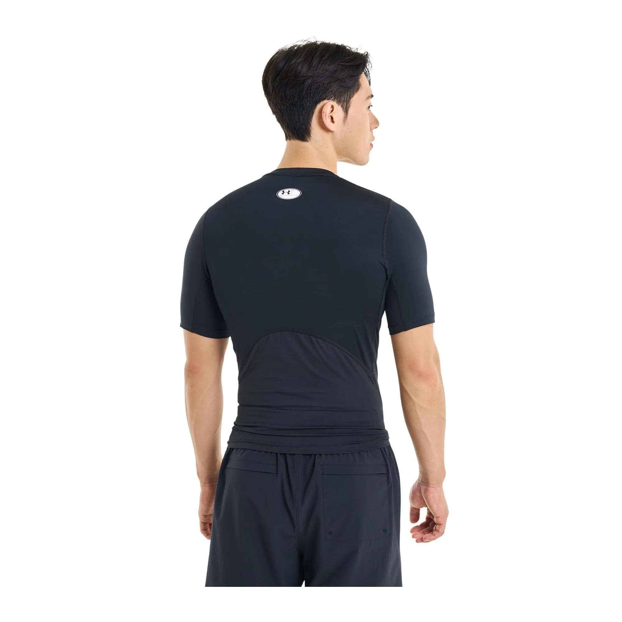 Under Armour HeatGear Maglietta a Maniche Corte a Compressione da Uomo, Nero/Bianco, L Lungo - immagine 2