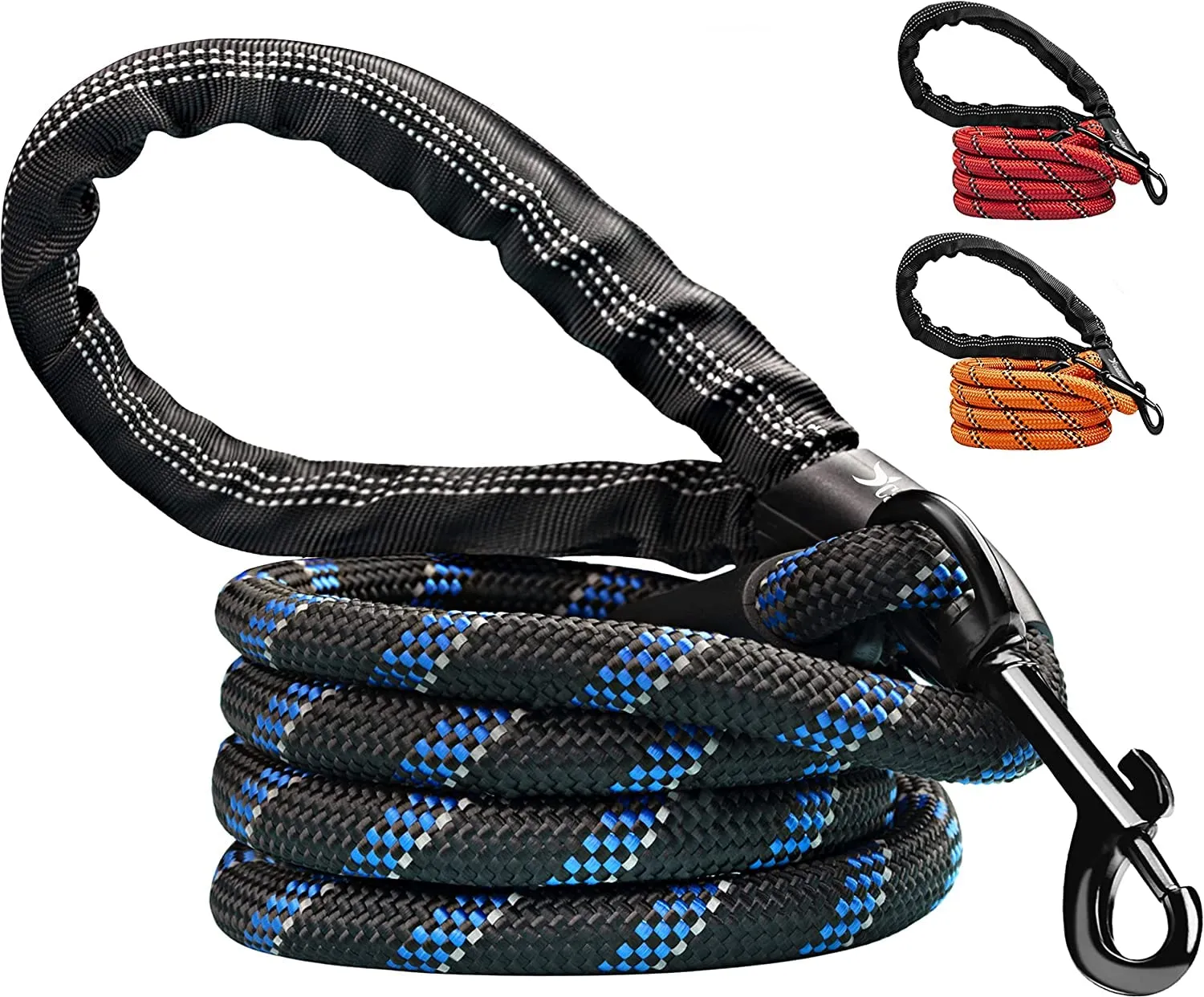 Candure Guinzaglio per Cani in Nylon Riflettente con Impugnatura Imbottita, 152 cm, Nero - immagine 1